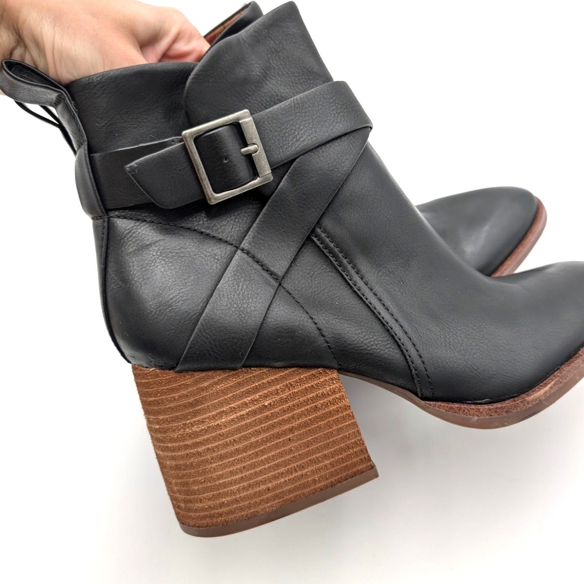 Korks Shyla Block Heel Ankle Bootie Buckle Strap Women’s Black Size US10M EU40.5