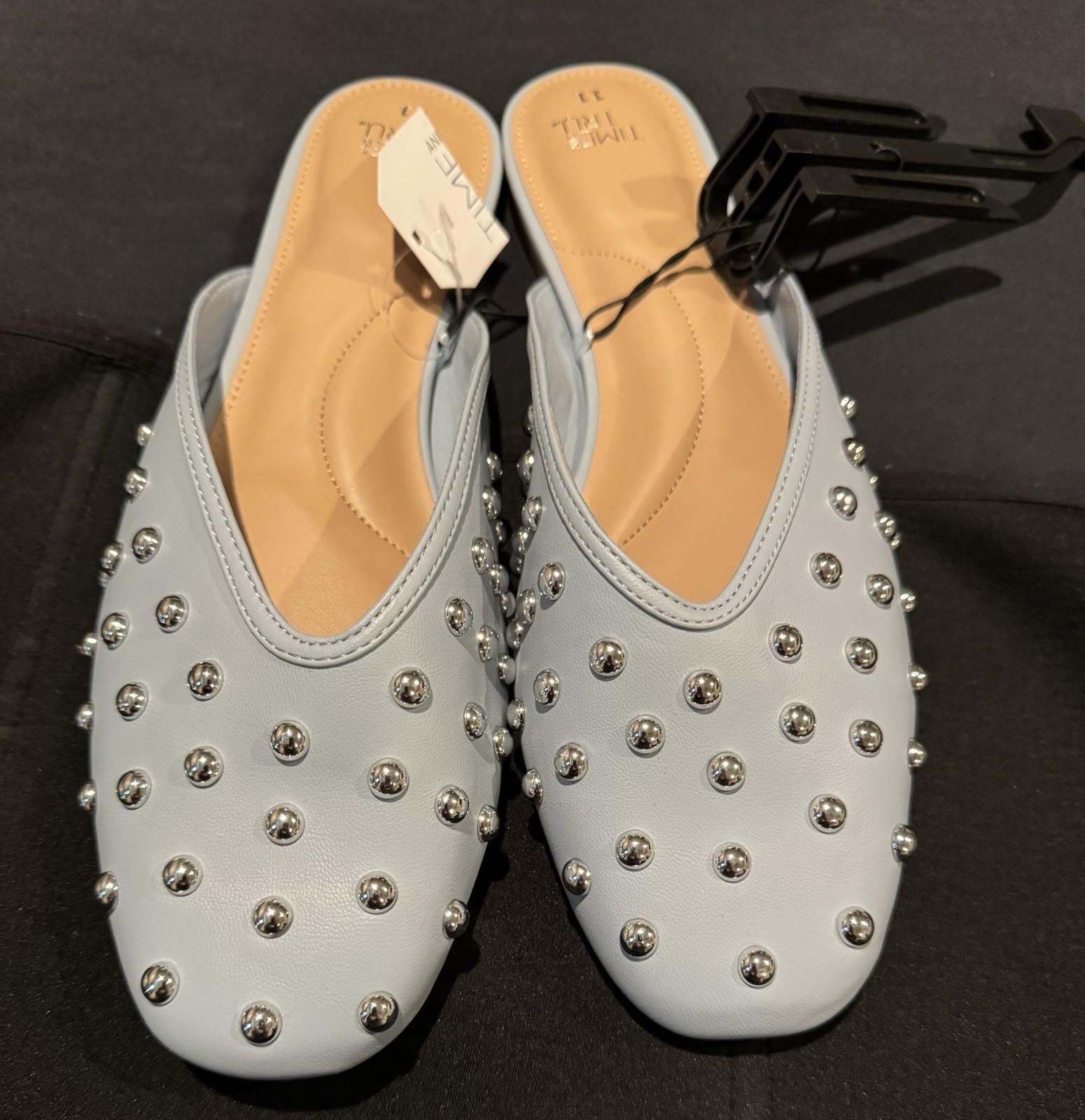 New Time And Tru Light Blue Studded Memory Foam Slip-On Women’s Flats Size 11