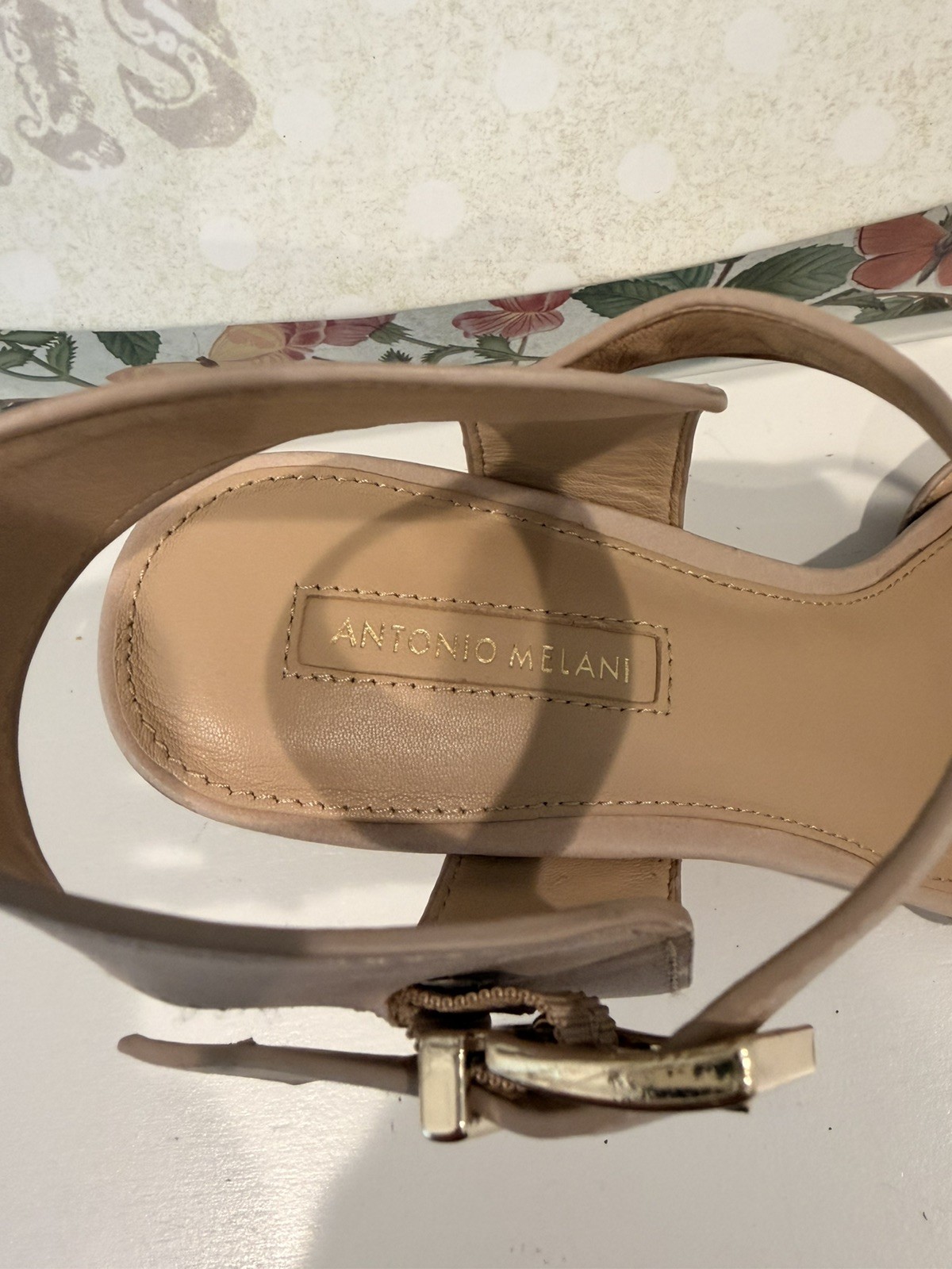 Antonio Melani Nude Suede Pointed Toe Block Heel Strap Pumps Women’s Size 8.5M