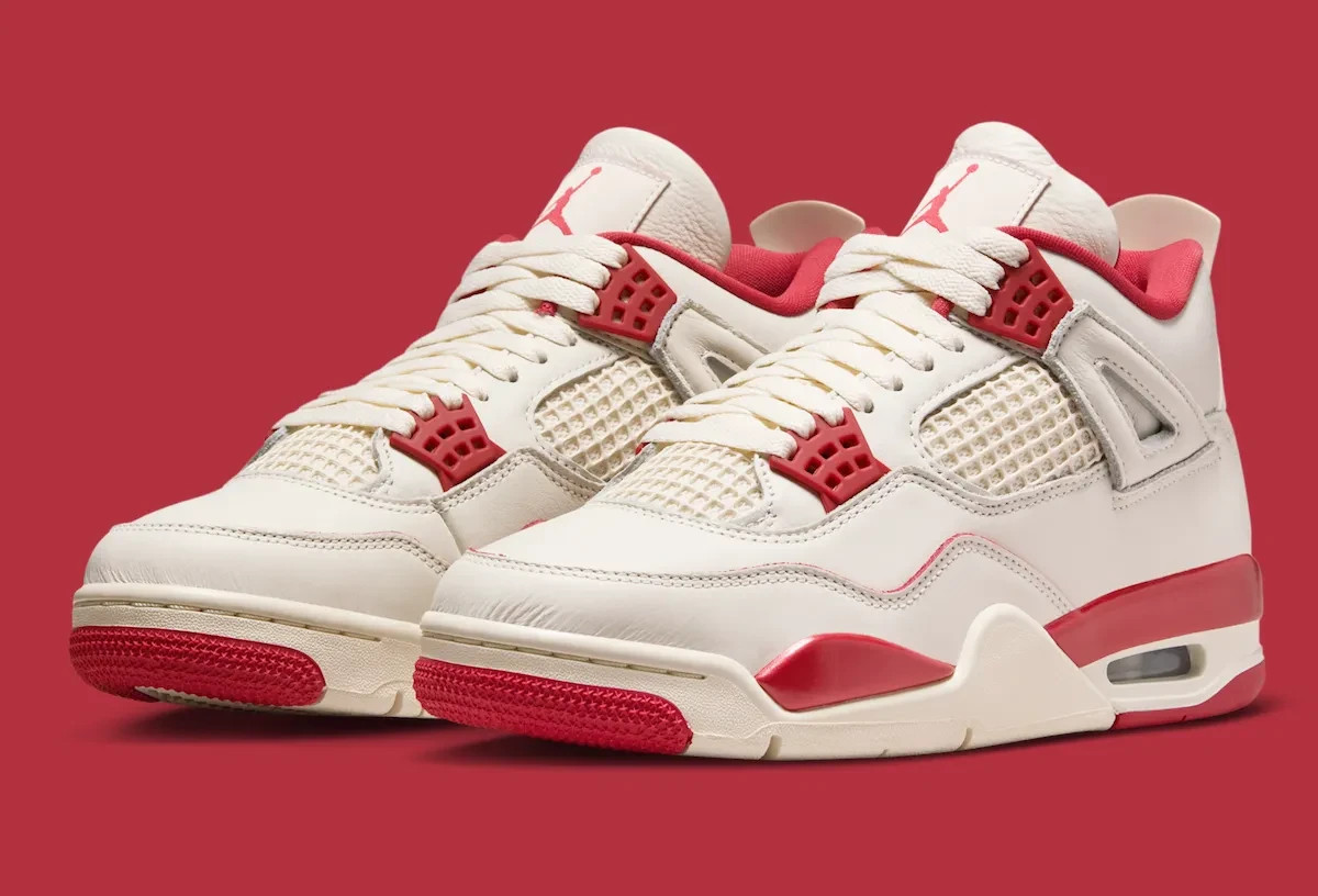 Nike Air Jordan 4 Retro Shoes Pale Ivory Sierra Red HV0823-108 Women’s Sizes NEW