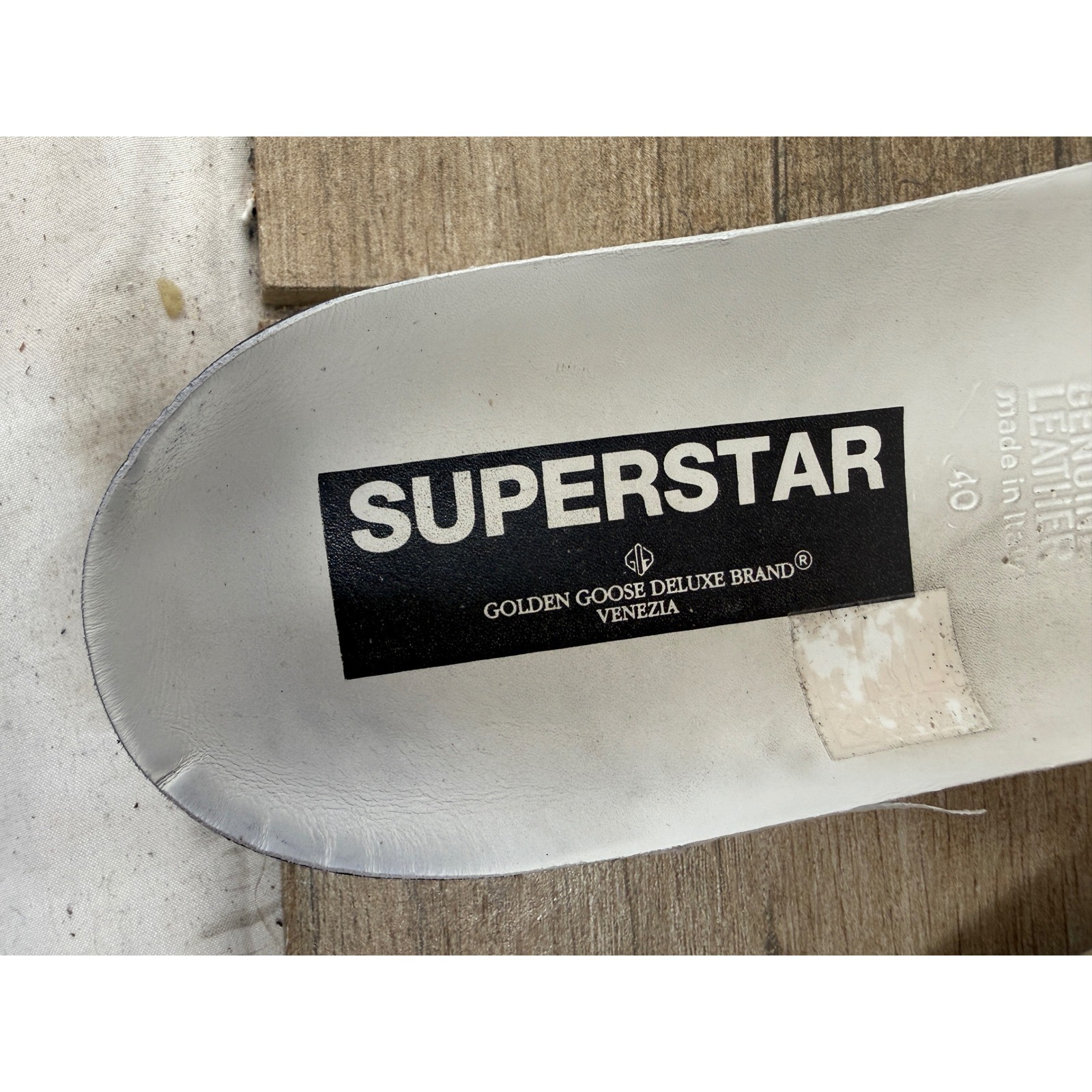 Golden Goose Superstar Sneakers White Leather Black Star Navy Heel Size 40