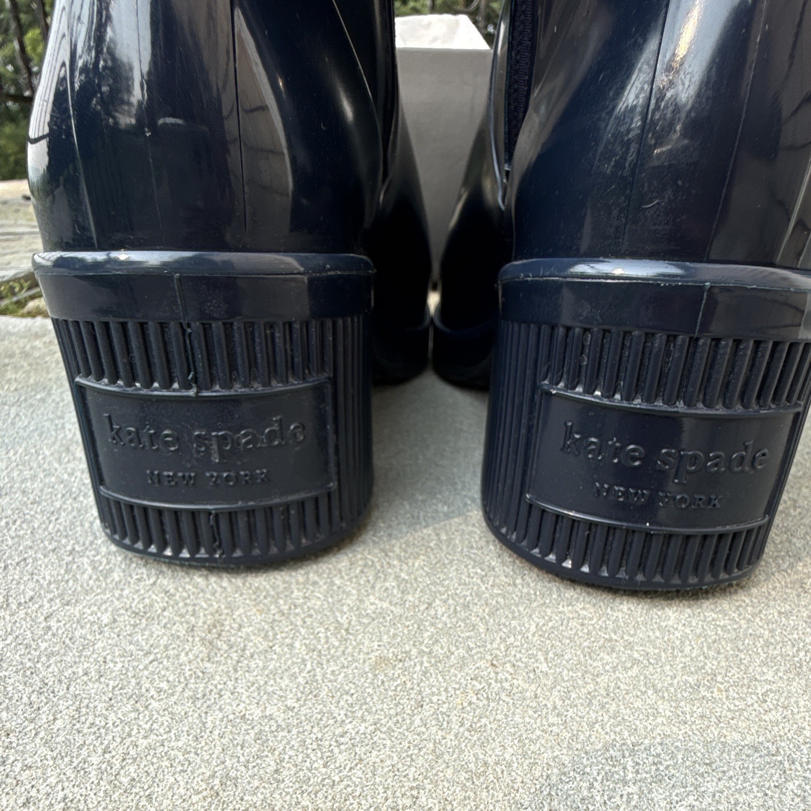 Kate Spade New York Puddle Rubber Ankle Rain Boot Waterproof Zip Blue 7 B