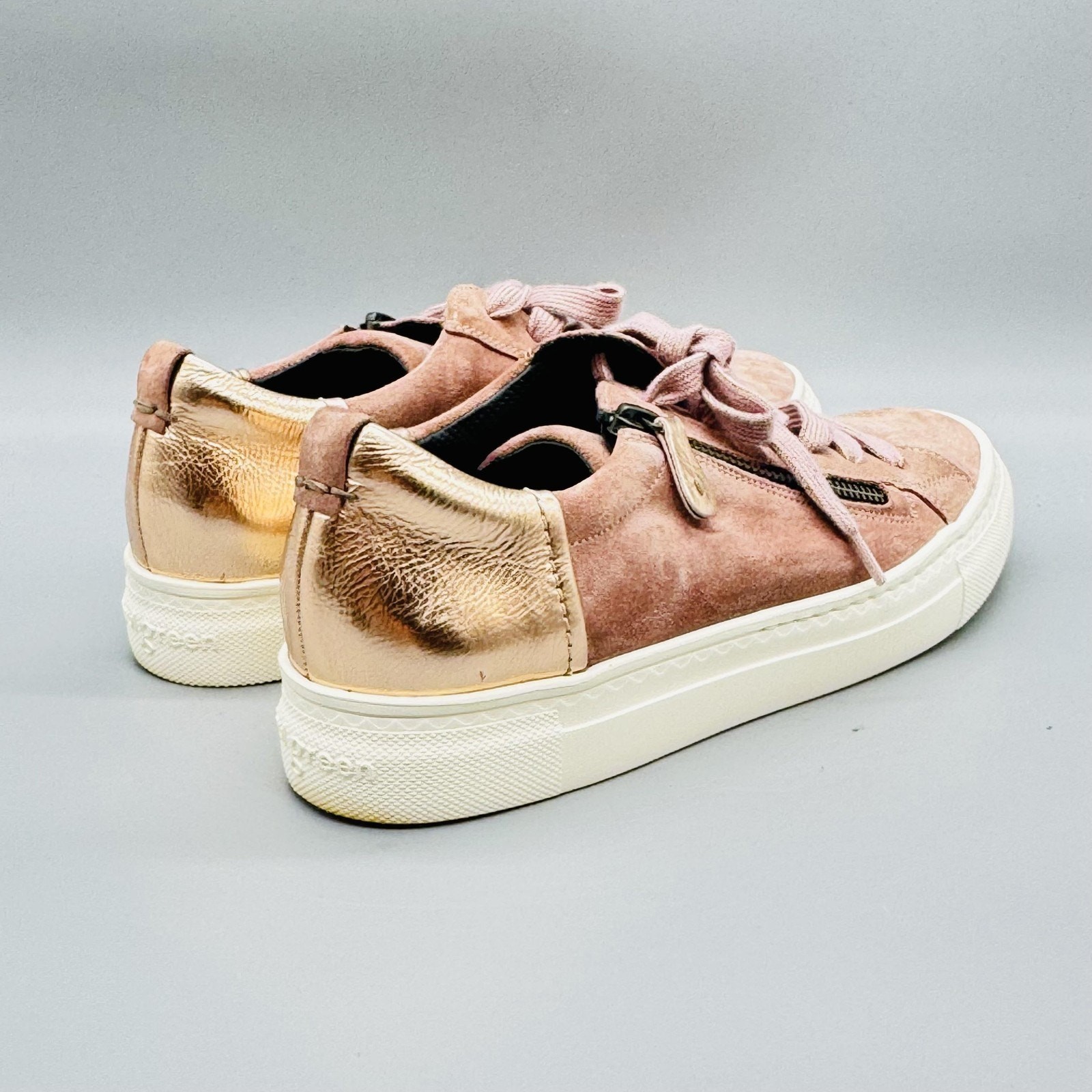 Paul Green Shoes Womens 8 Pink Suede Zip Low Top Sneakers Casual Comfort