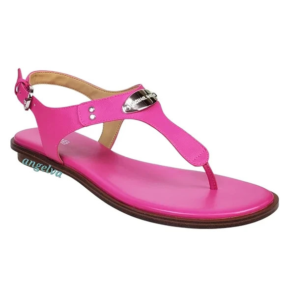 Michael Kors plate thong sandals pink silver signature summer vacation bohemian