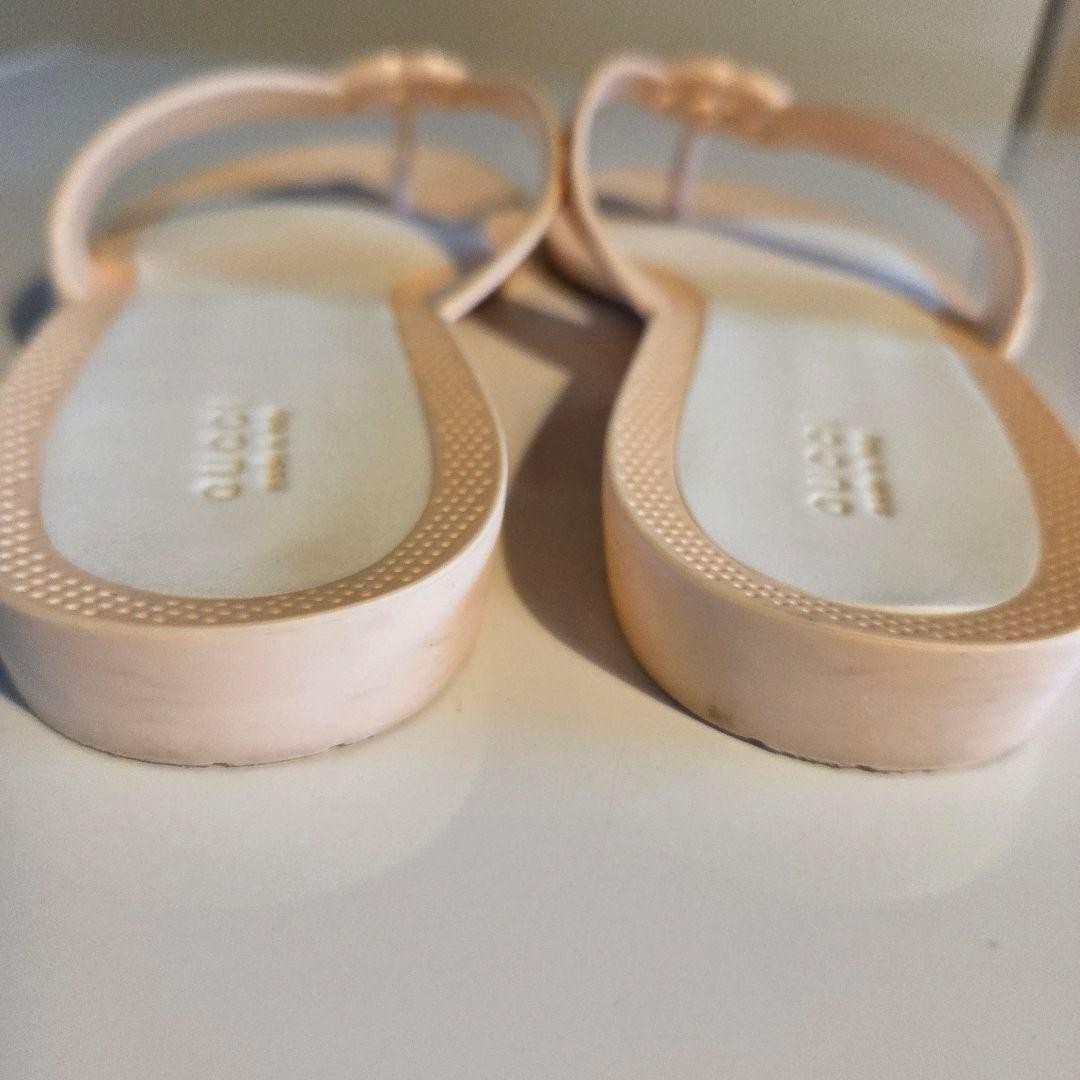 GUCCI Beach Sandals 22.5cm Pink White Rubber Flat Sole