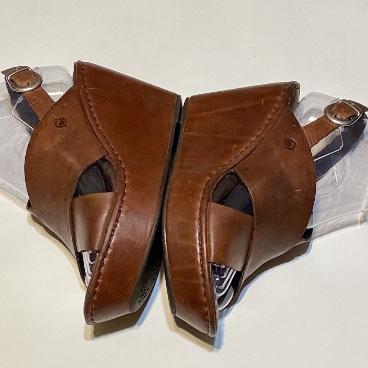 Born Brown Leather Slingback Wedge Sandals Women’s US 8 Narrow Comfort
