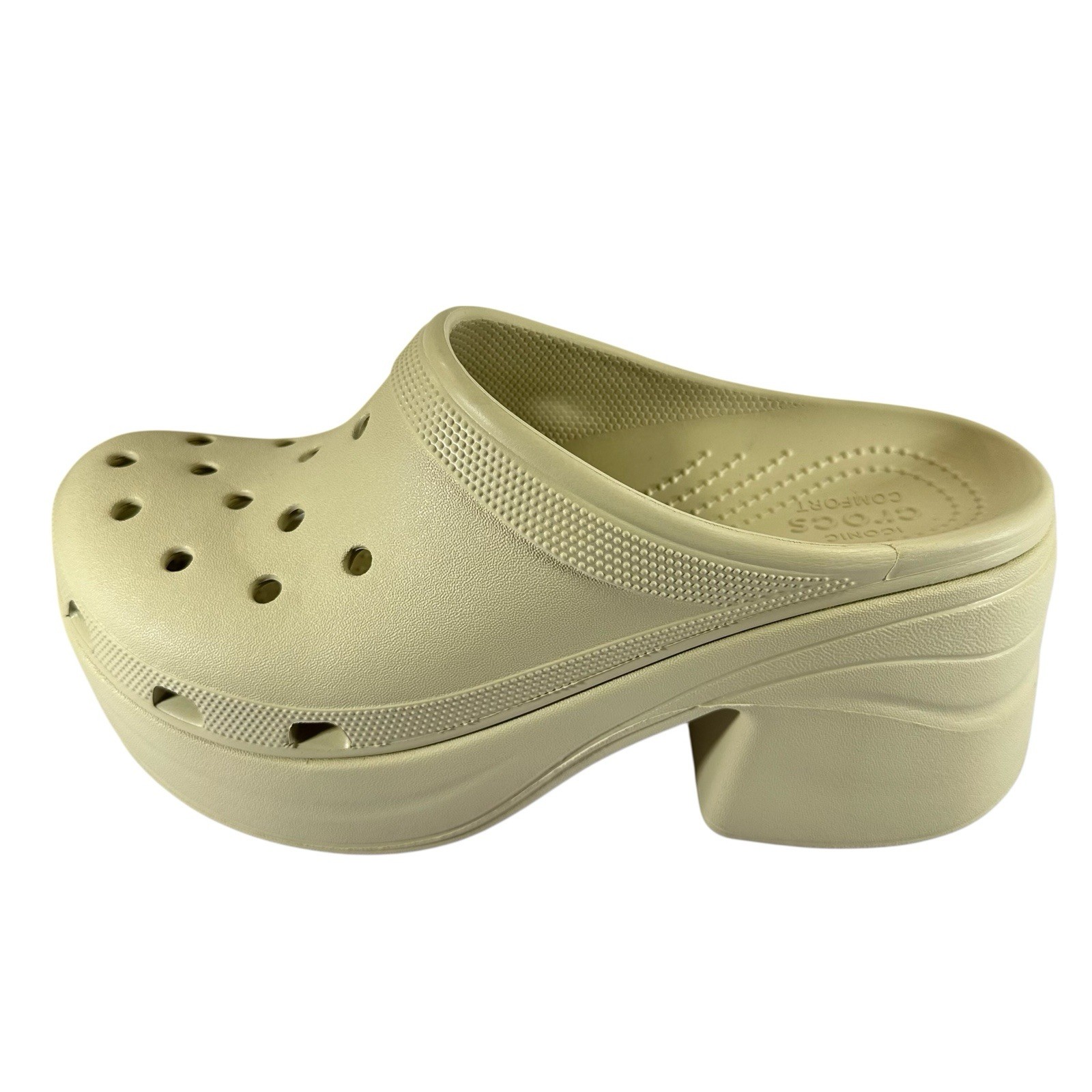 Crocs Siren Platform Clog Womens W12 Cream Butter Yellow Chunky Heel NWT