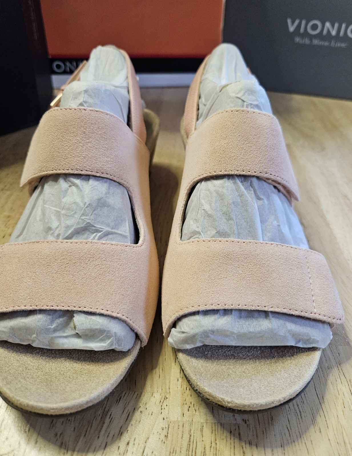 Vionic Uptown ROZE Slingback Platform Wedge Sandal US 9.5 Cork Accent Heel NIB