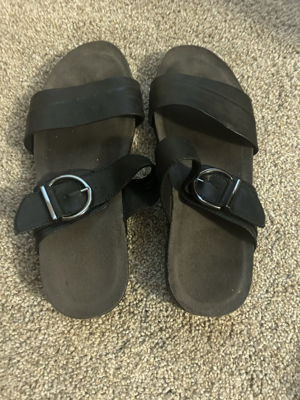 Munro Women’s Leather Double Strap Sandal Slip On 9W