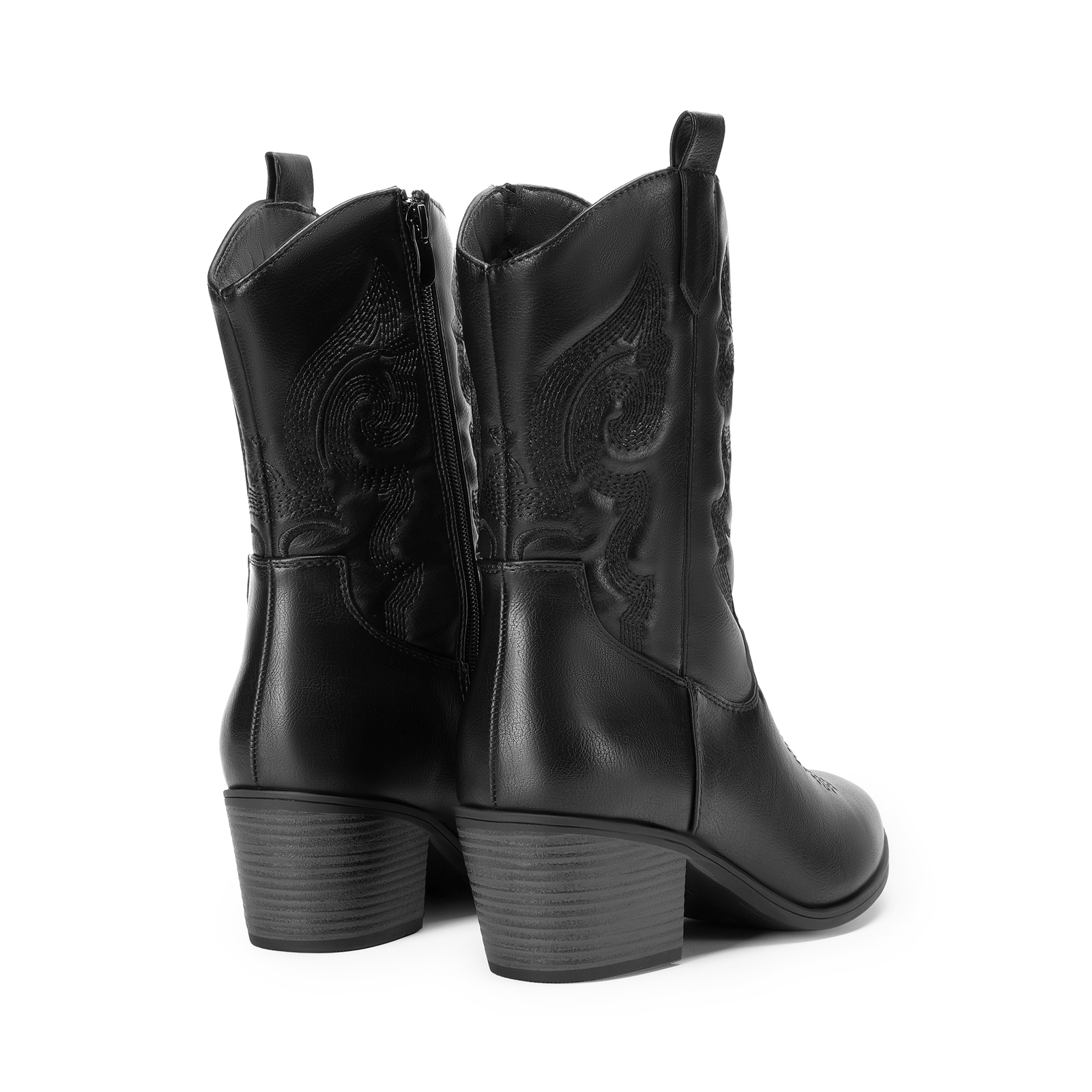 Women Western Boots Mid Calf Cowboy Cowgirl Boots Low Heels Fall Winter Boots