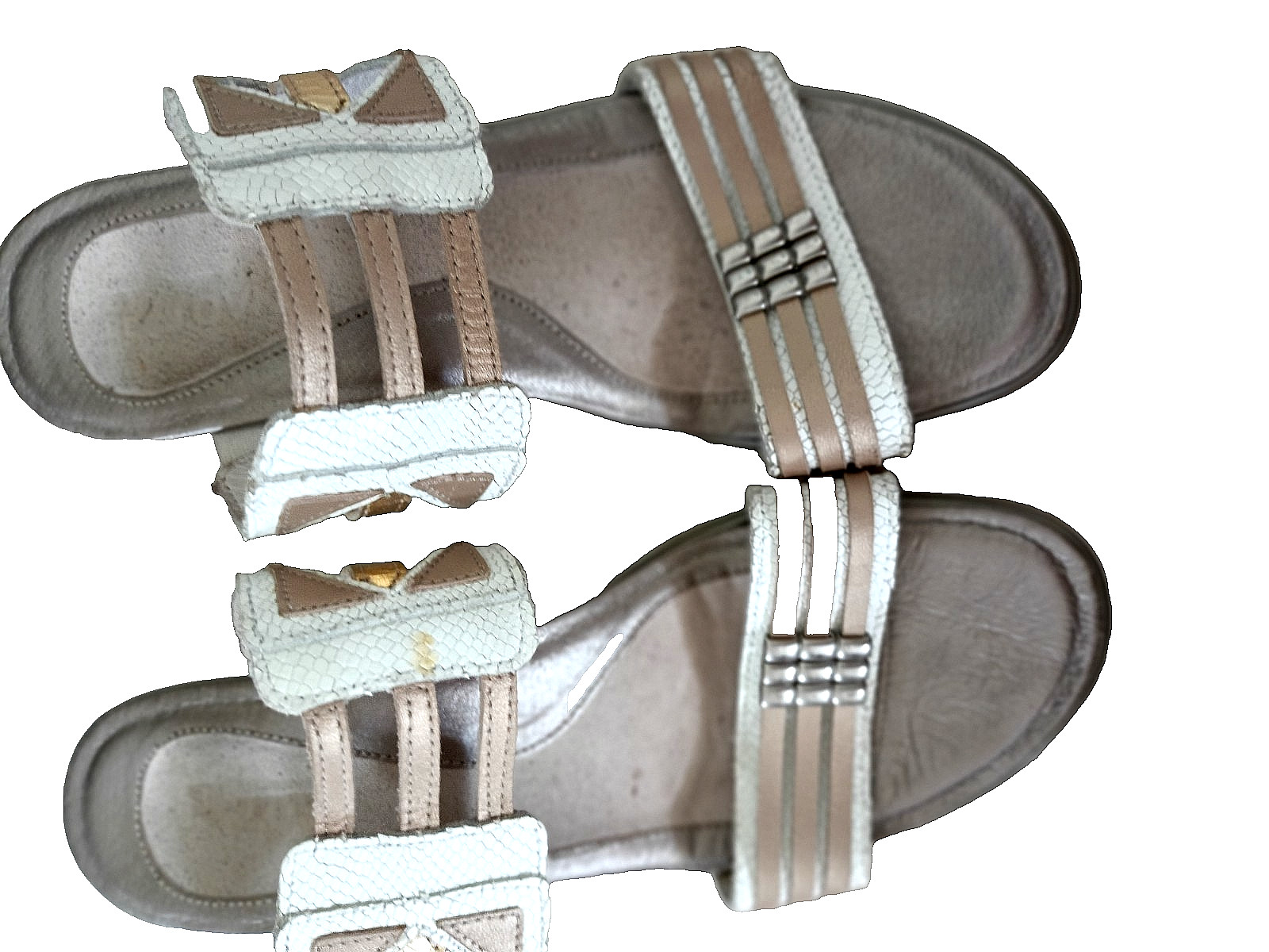 Naot Afrodita Heeled Leather Sandals Size EUR 38, US 7.5 White Gold