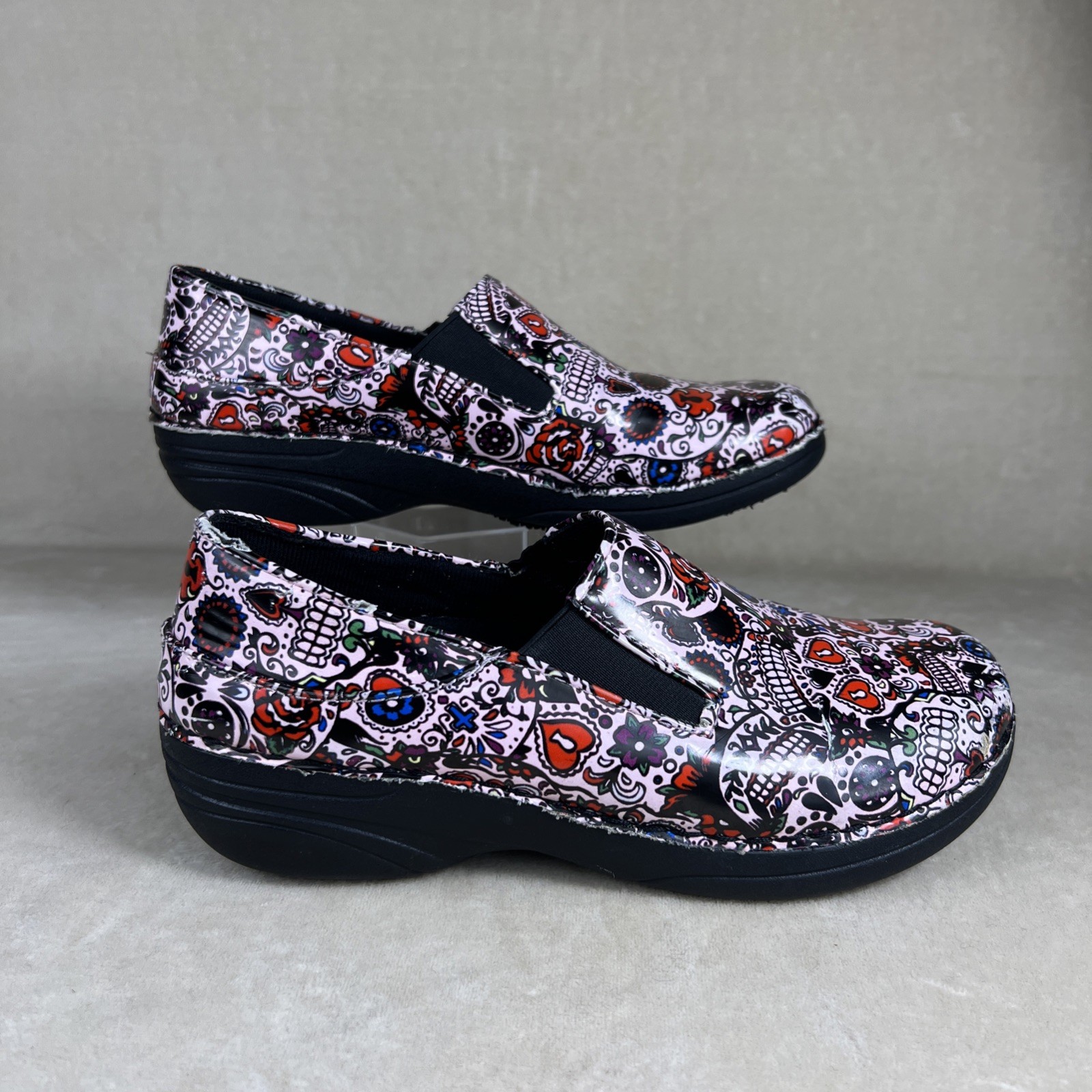 Spring Step Ferrara Day Of The Dead Clogs Women Sz 5.5 Slip-On Preloved
