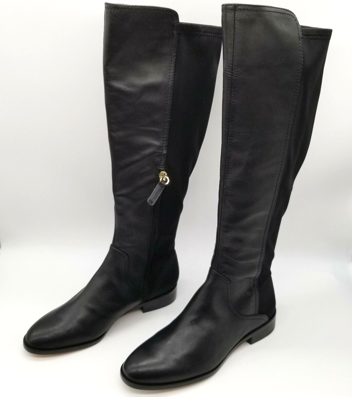 Louise et Cie Womens Verdi Black Leather Block Heel Knee High Boots Sz 5 M