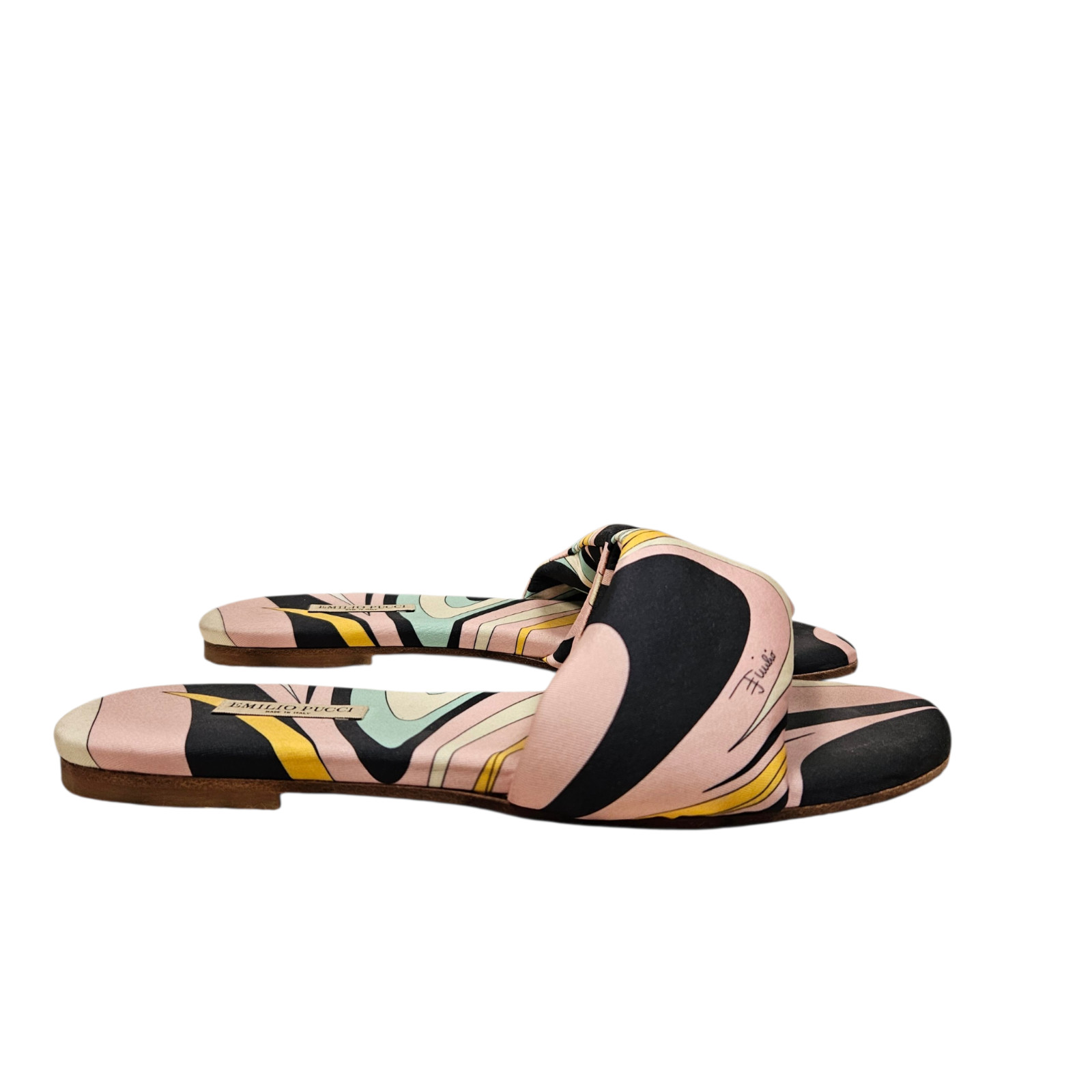 Emilio Pucci Multicolor Satin Slide, Size 37.5