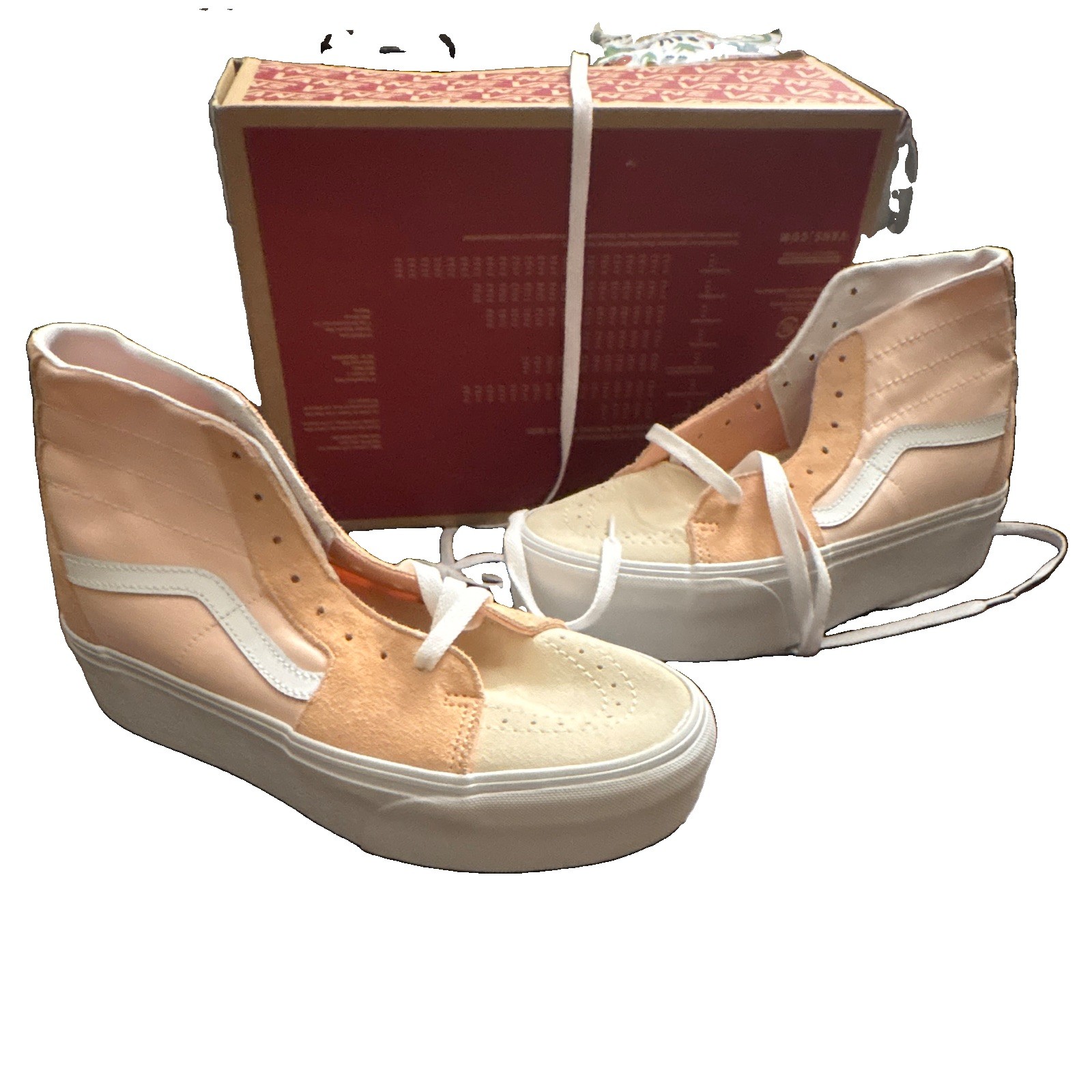 Vans Sk8-Hi Tapered Stackform Suede block Peach Platform Sneaker Women Sz 9.5