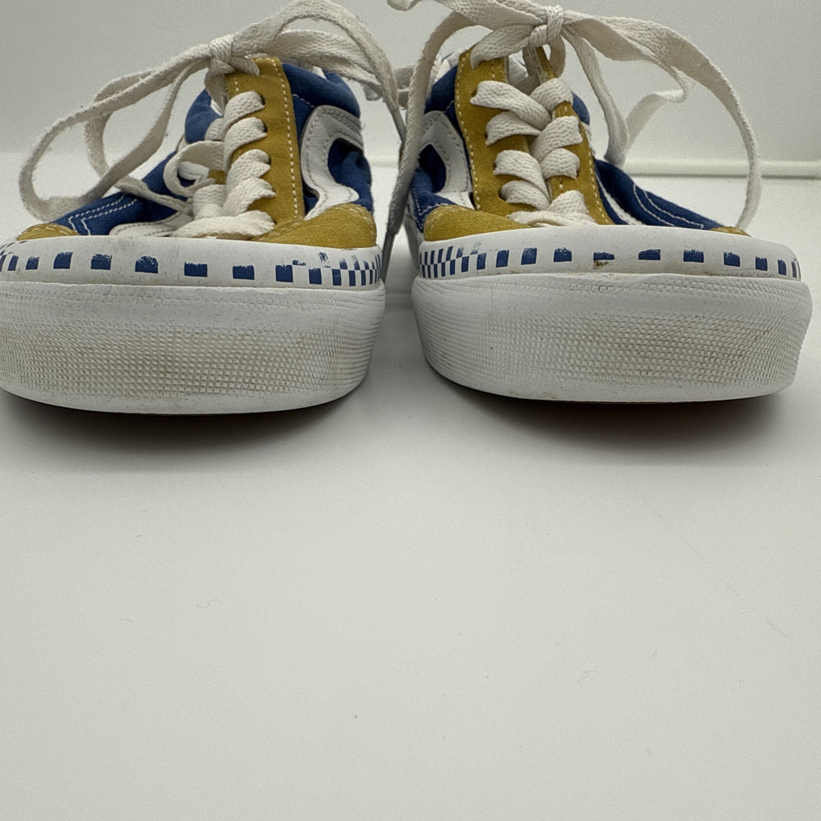 Vans Old Skool Shoes Women 5 Men 3.5 Blue Yellow Checkerboard Canvas Suede