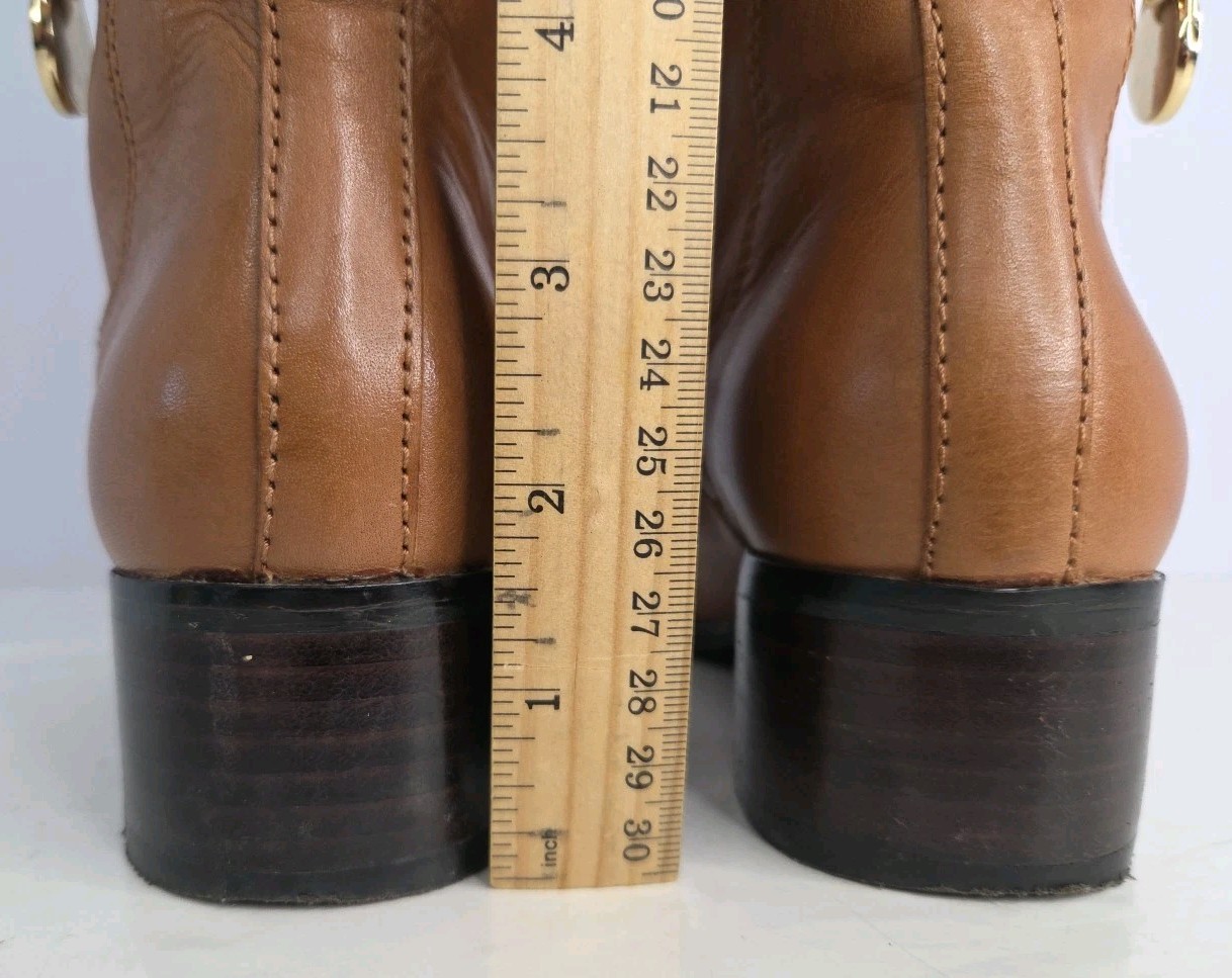 Michael Kors Hamilton Luggage Riding Boots Smooth Camel Colored Leather Sz 5.5 M