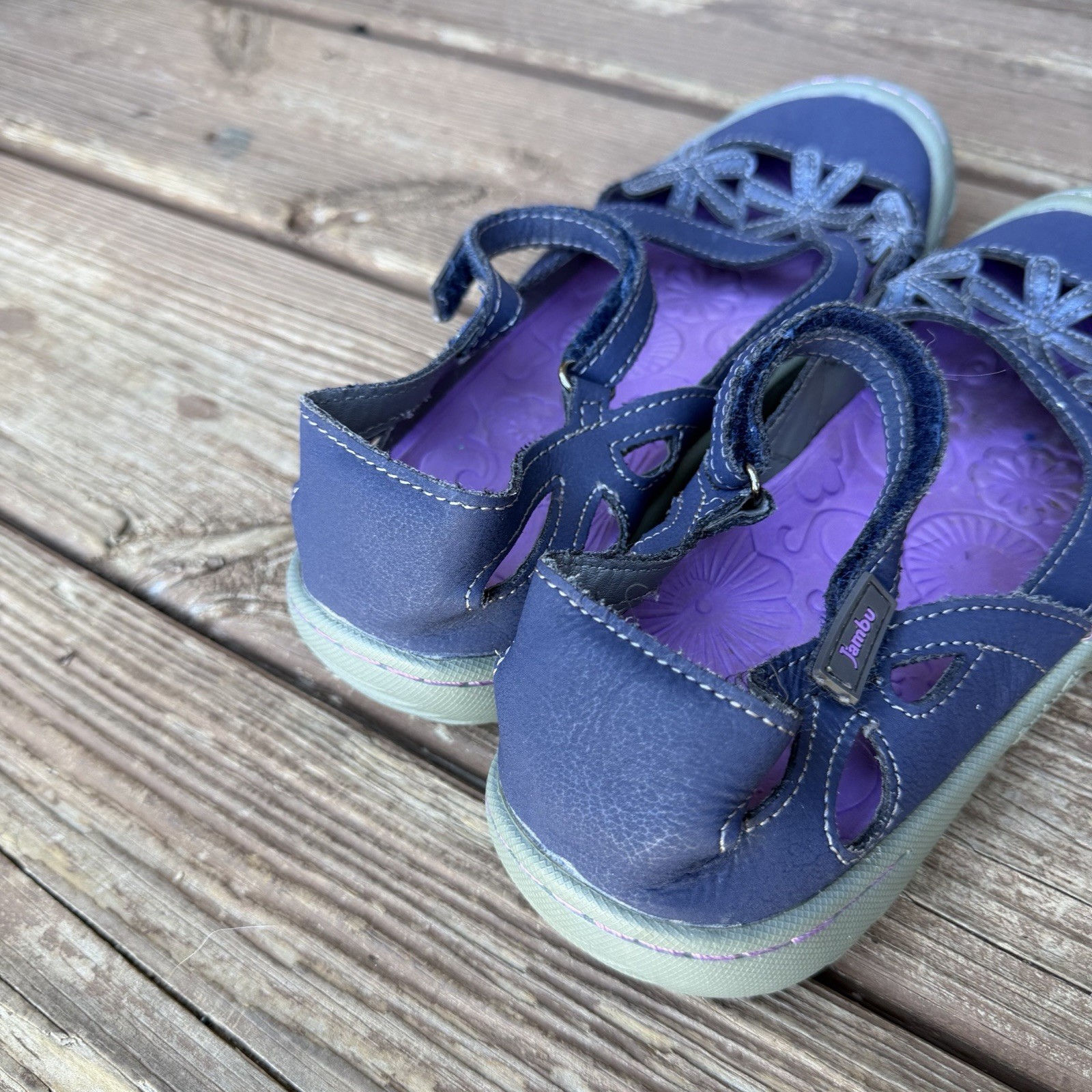 Jambu Blossom Mary Jane Shoes Womens 6M Blue Purple Leather Comfort Flats