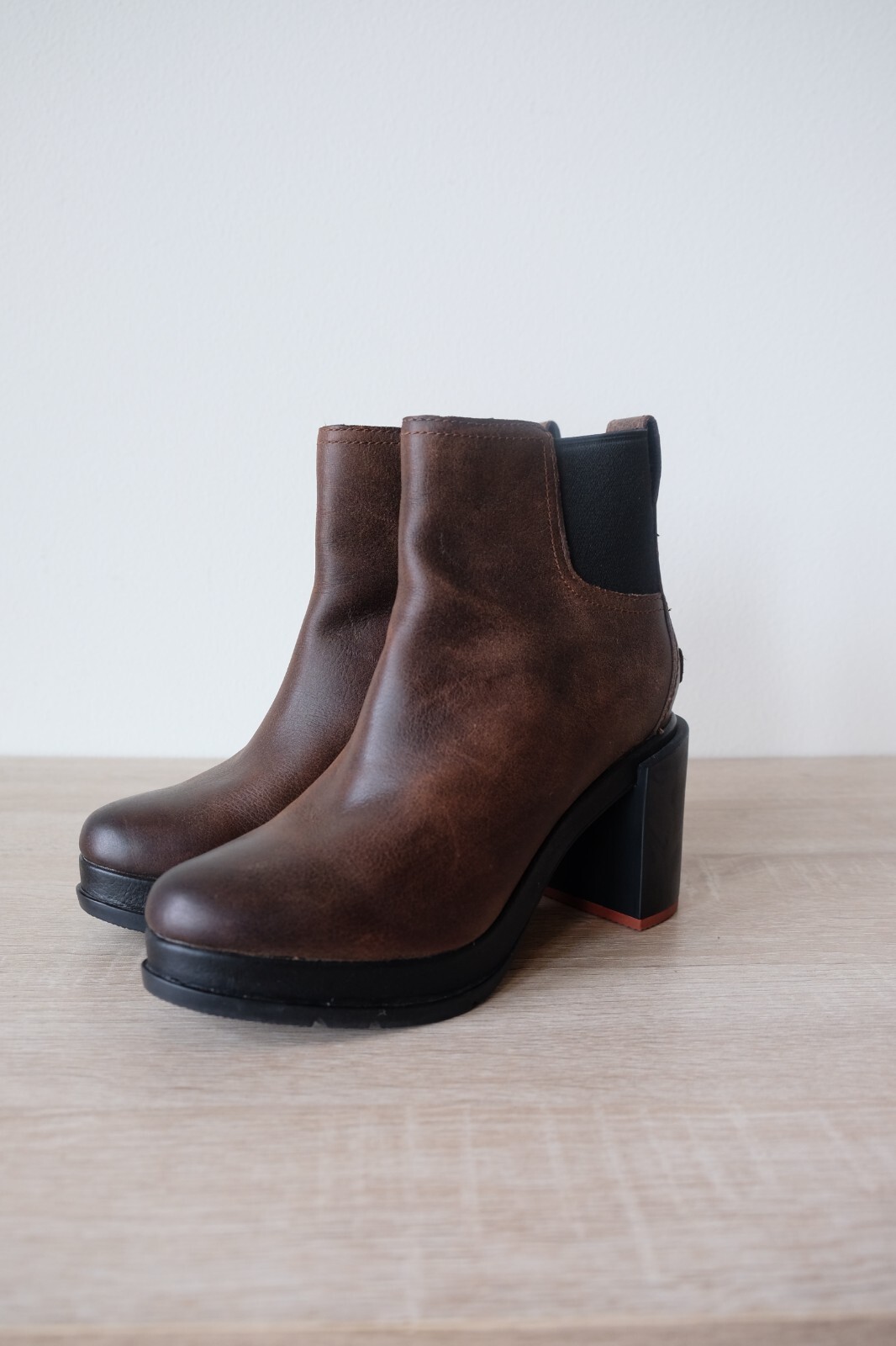 A+ Womens Sorel Blake Chelsea Boot Burro Brown 7 Waterproof High Block Heel