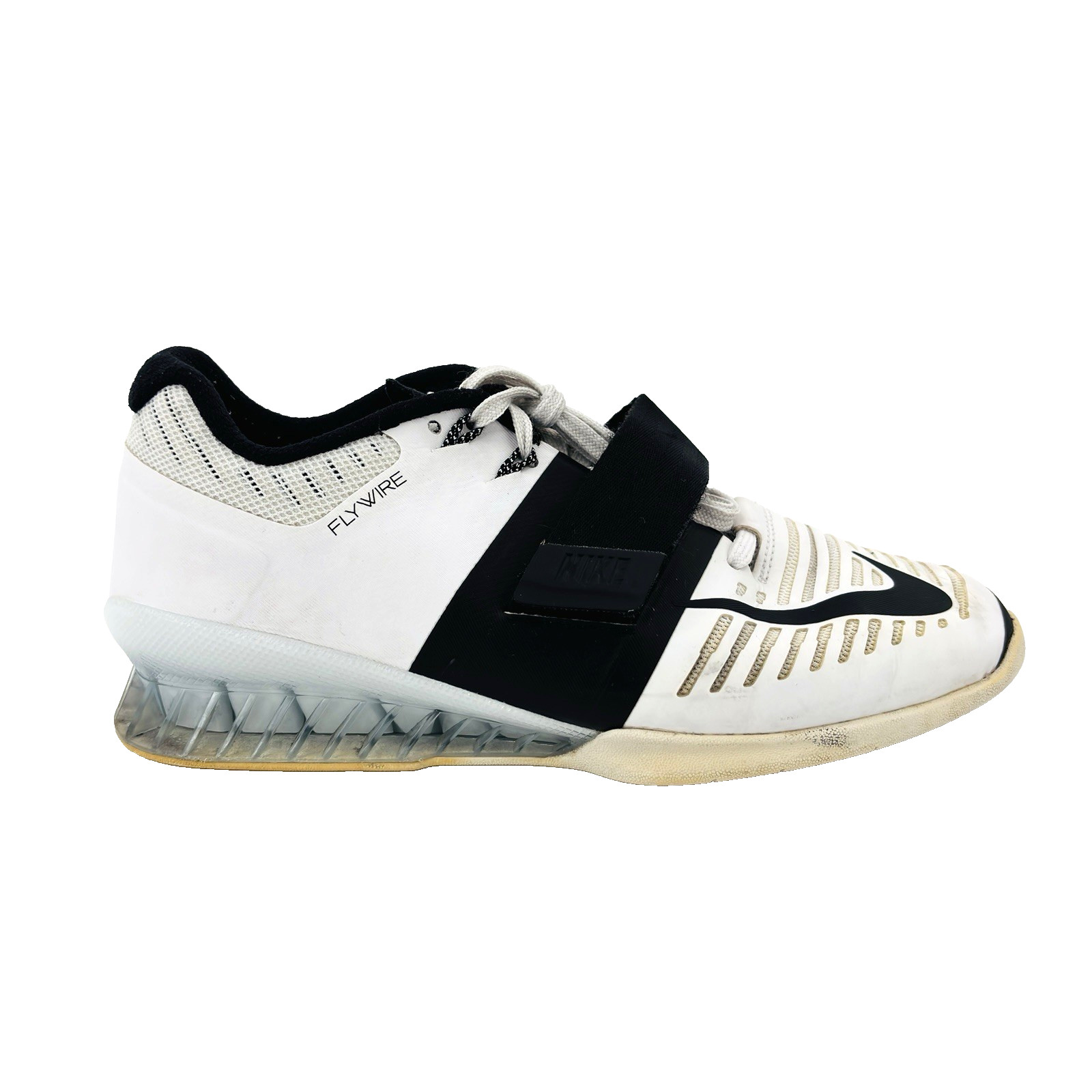Womens 8 Nike Romaleos 3 Heel Lift Weightlifting Shoes White Black 878557–100