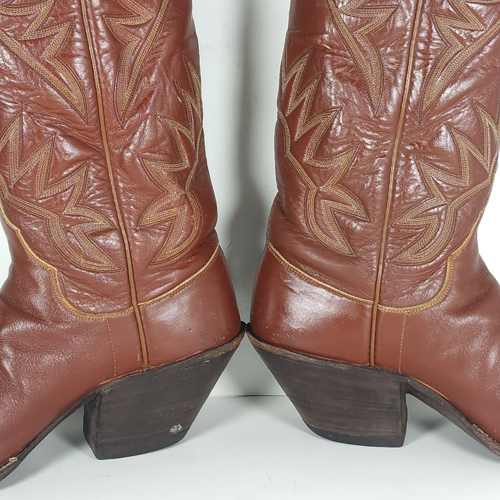 M.L.Leddy San Angelo Vtg Women’s US 8,5? Brown Leather Handmade Western Boots