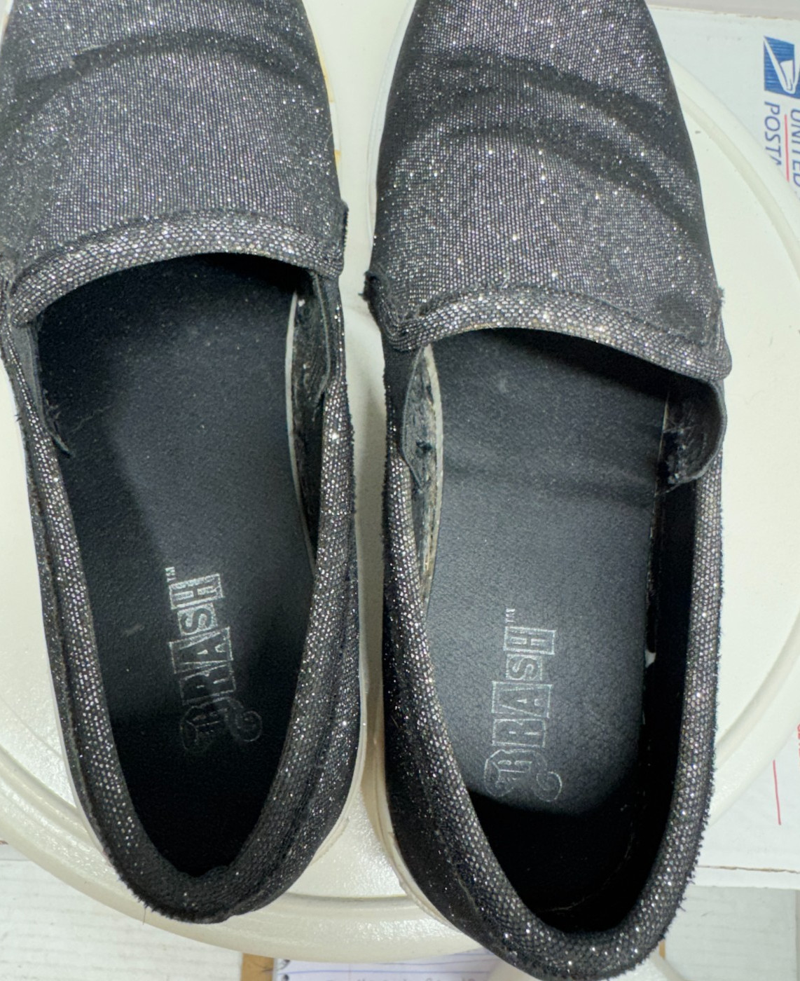 Trash Women Loafer Shoes Slip on Black Metallic Silver 179628 Casual Size 7 37.5