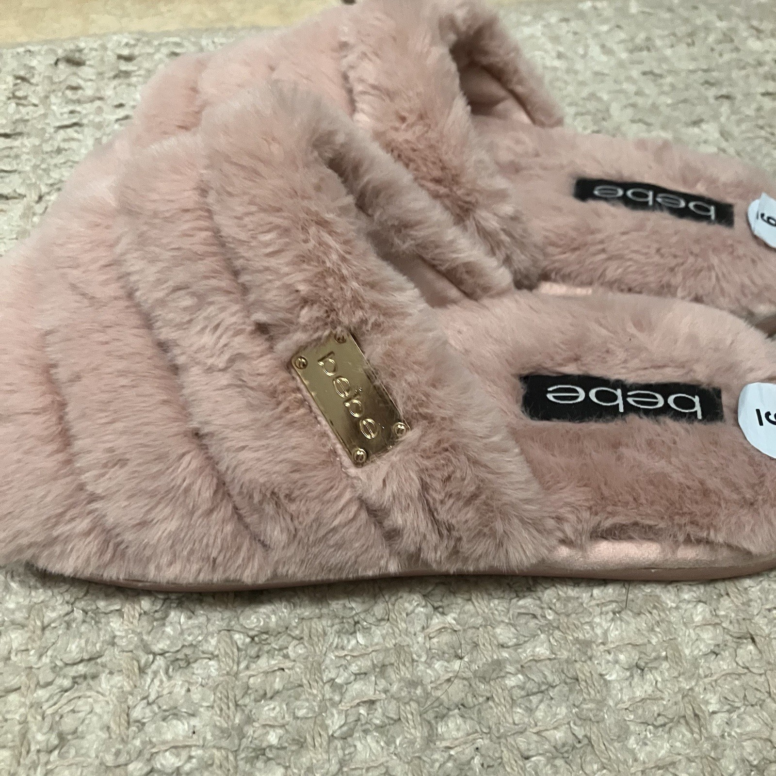 Bebe Faux Fur Slippers Size 9 Pink