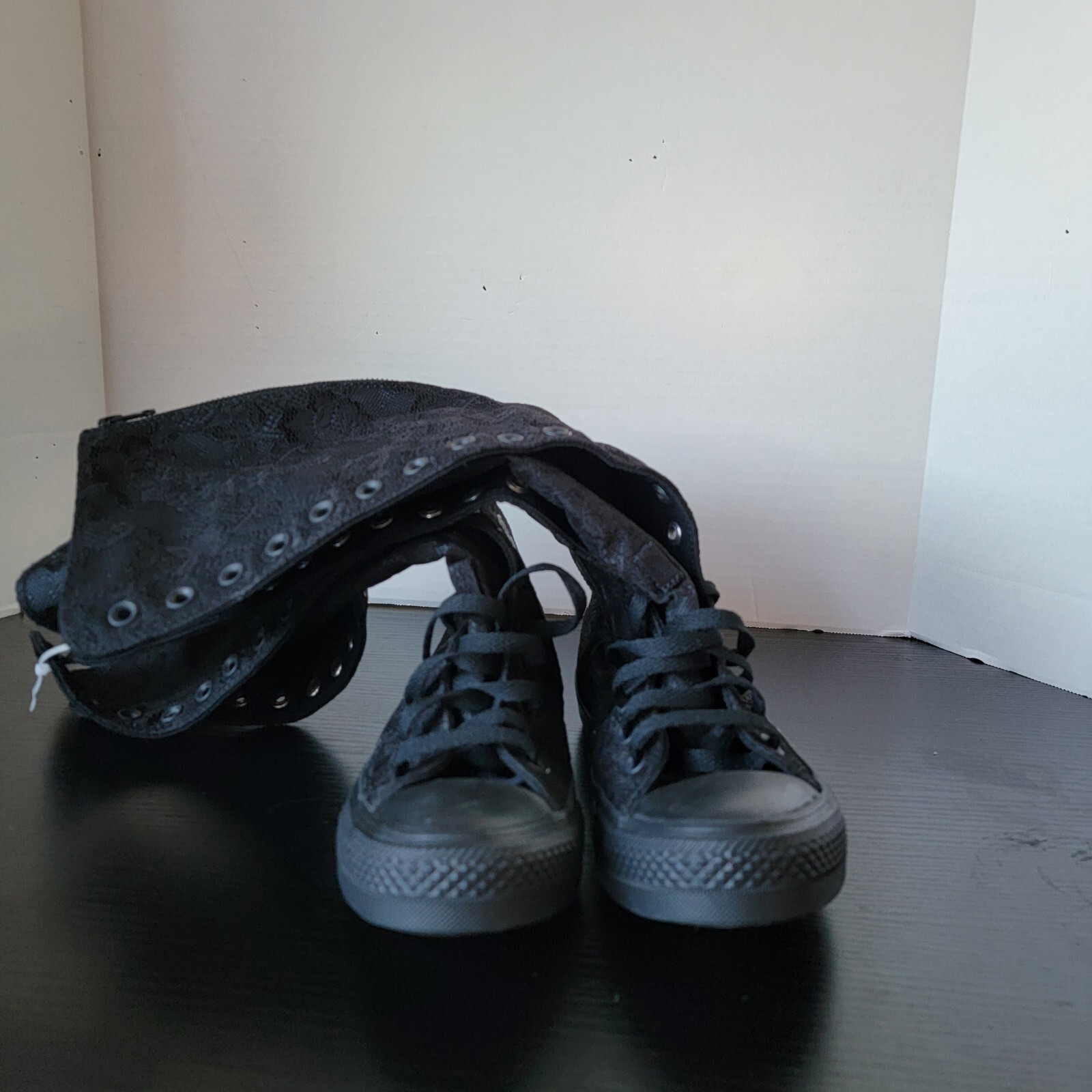 Converse Chuck Taylor All Star XX Hi Black Lace Knee High Boots sizes 6.5