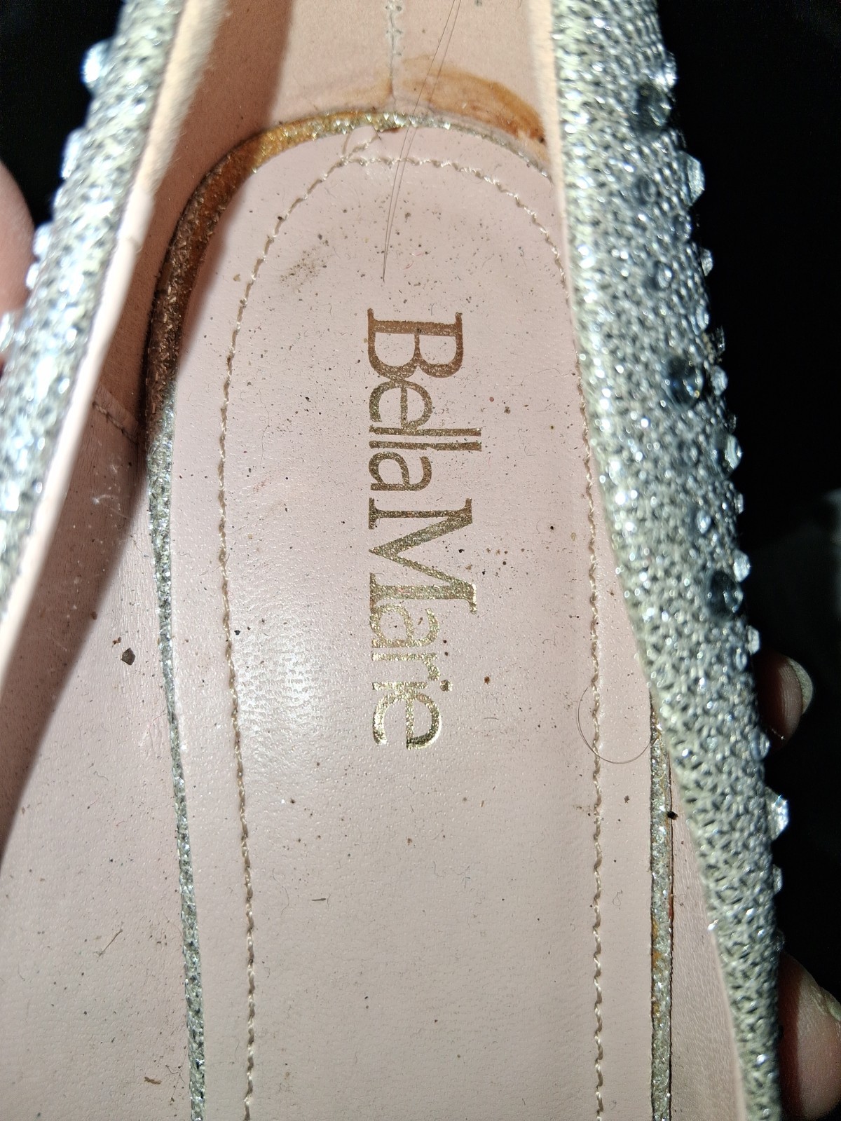 BelaMarie Silver Glitter Rhinestone Pointed Toe Slip-On Pumps Women’s 6.5