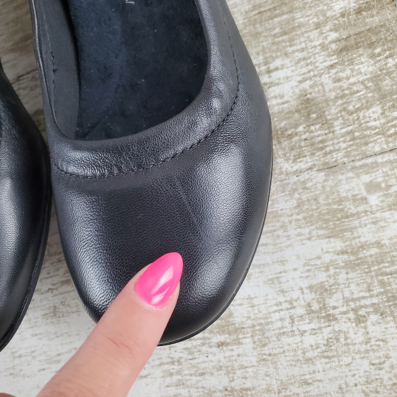 Walking Cradles Tess Womens Ballet Flat Sz 6.5 M Black Leather Slip On Round Toe