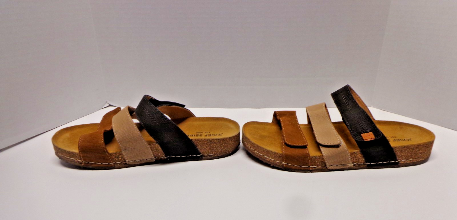 JOSEF SEIBEL Hannah 03 Comfort Sandals Brown Taupe Black Leather 40 EUC
