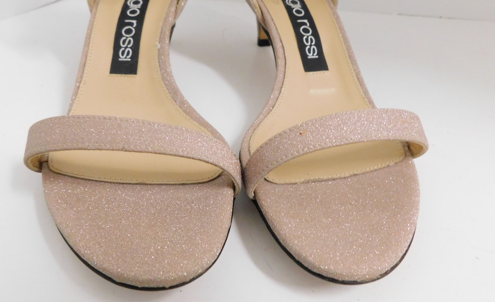 Sergio Rossi Cipria Metallic Crystal Logo Heels Sandals $980rt sz 38