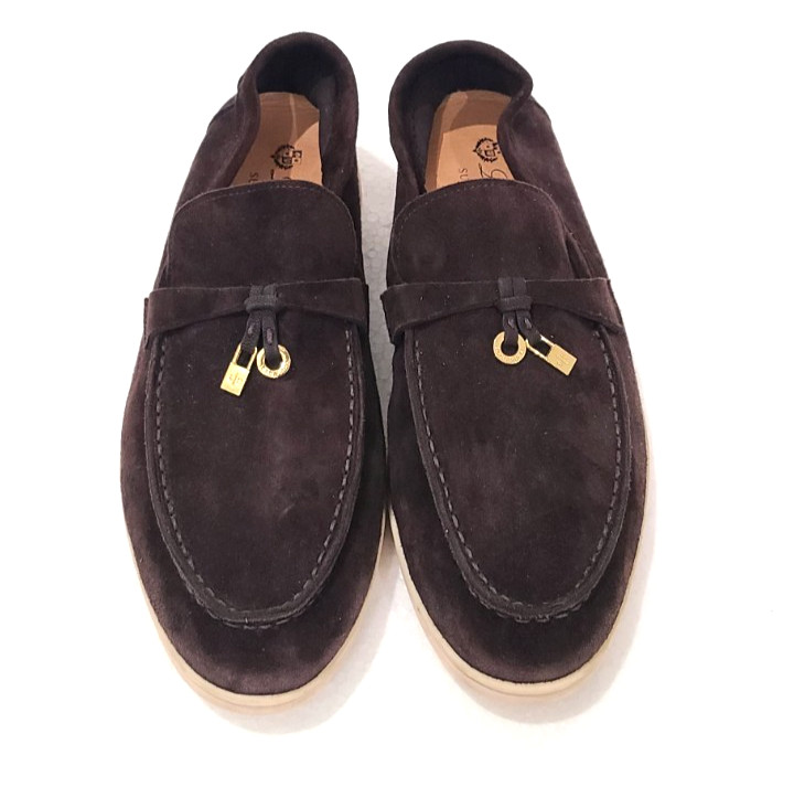 Loro Piana Dark Brown Suede Summer Charms Walk Loafers Size EU 40 US 9.5