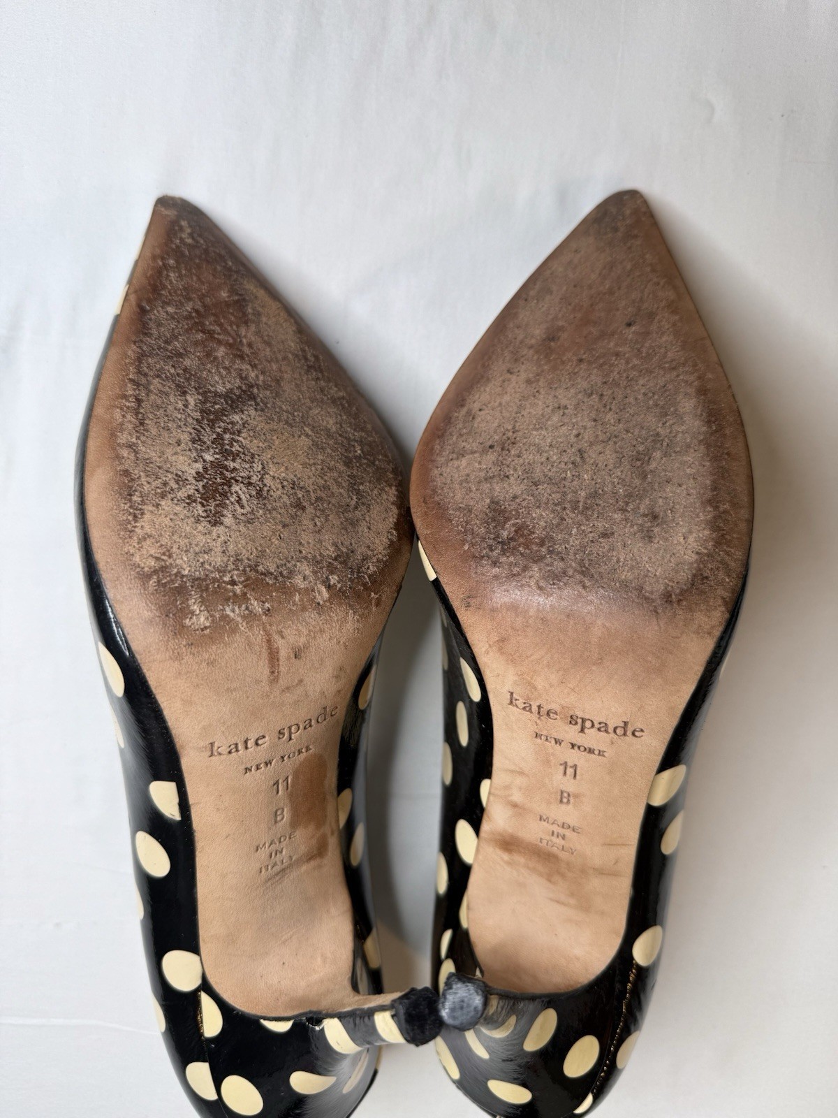 Kate Spade New York Black/Beige Polka Dot Leather Pointed Pump Stiletto 11B