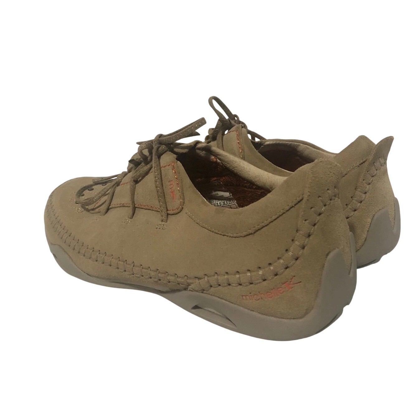 Flawed Gem! Michelle K by Skechers Brown Suede Moccasin Whipstitch Shoe Sz 7.5