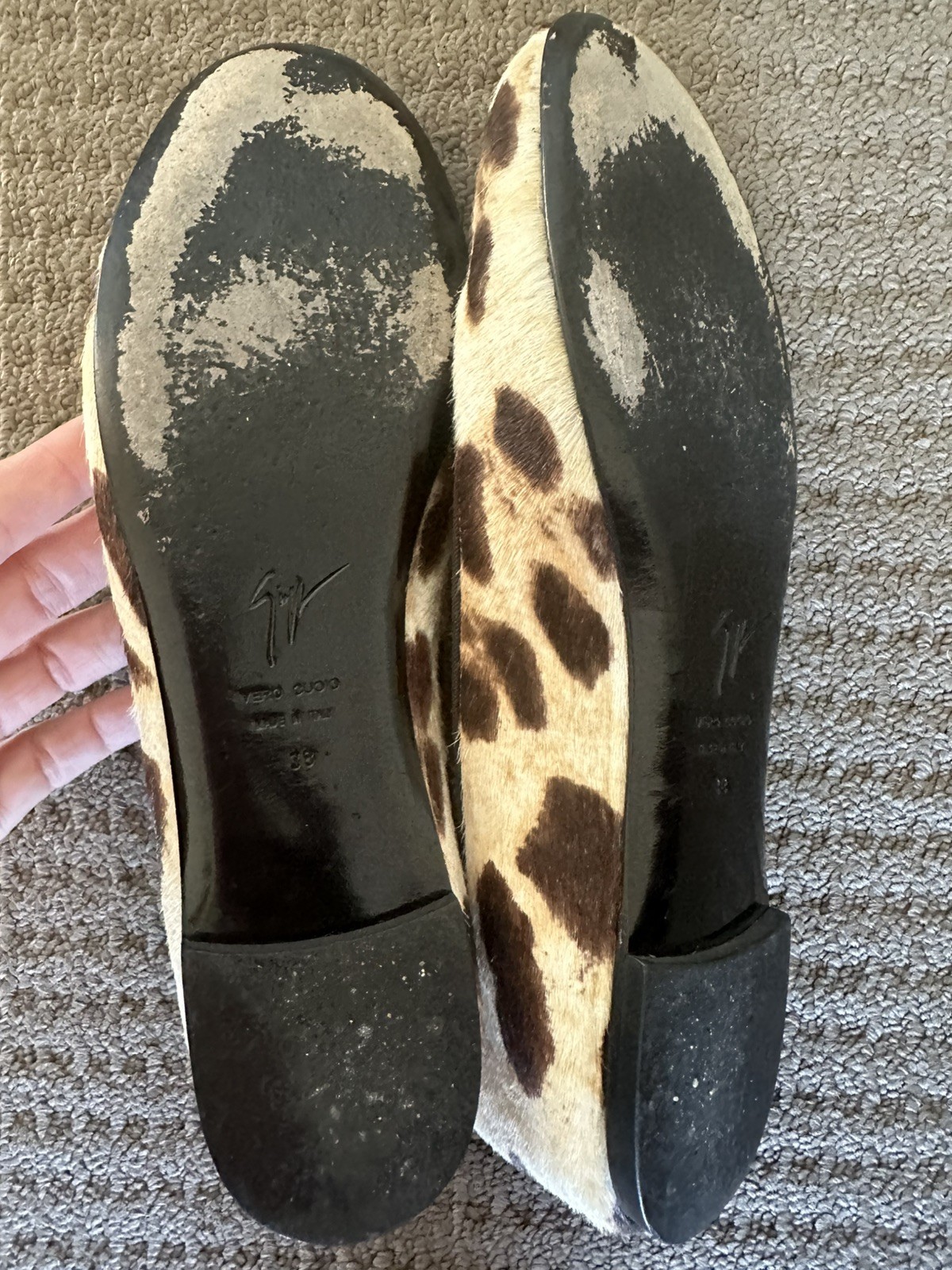 Giuseppe Zanotti Leopard Pony Hair Ballet Flats size 38 designer work capsule