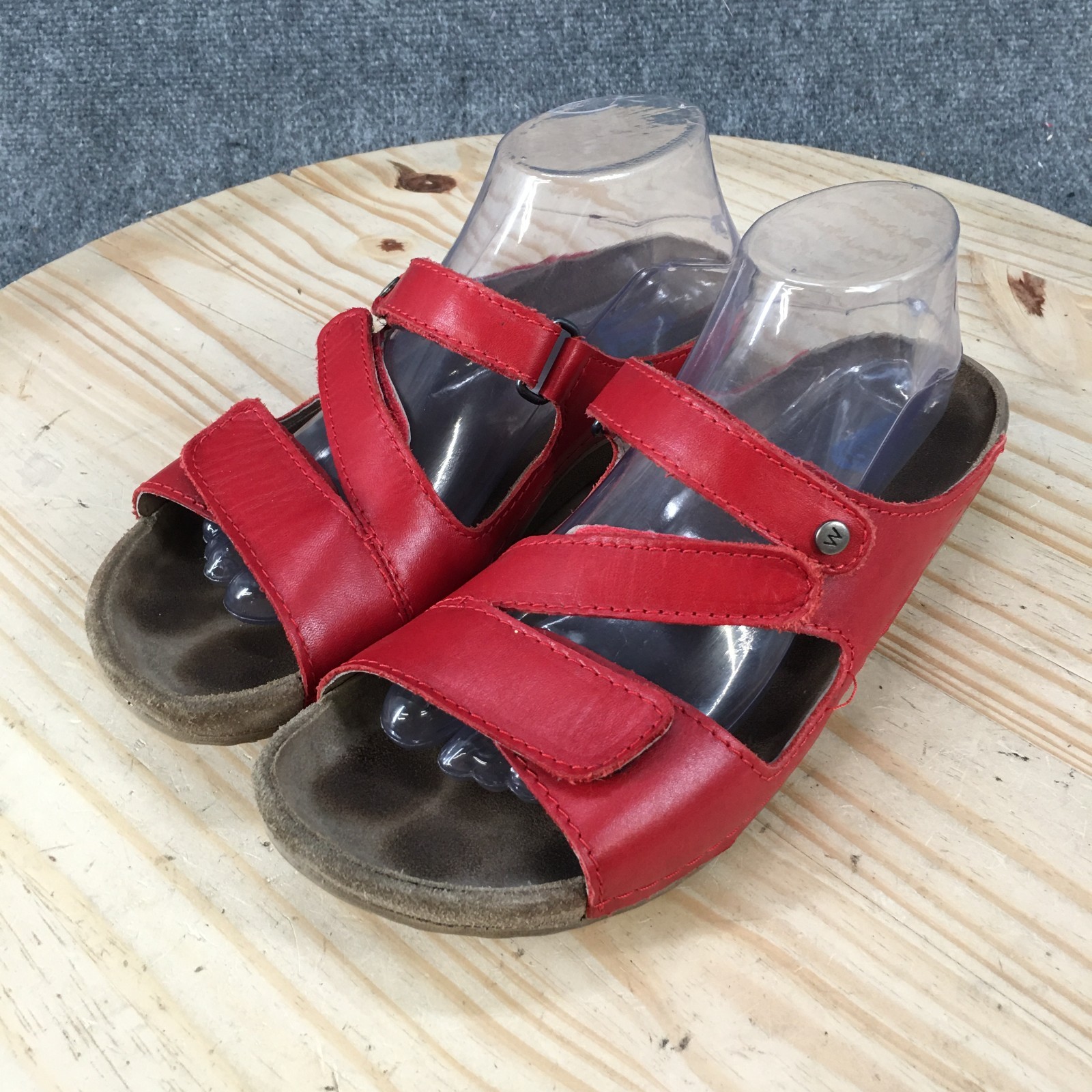Wolky Jasper Sandals Womens 40 Casual Slip Slide Z-Strap Adjustable Red Leather