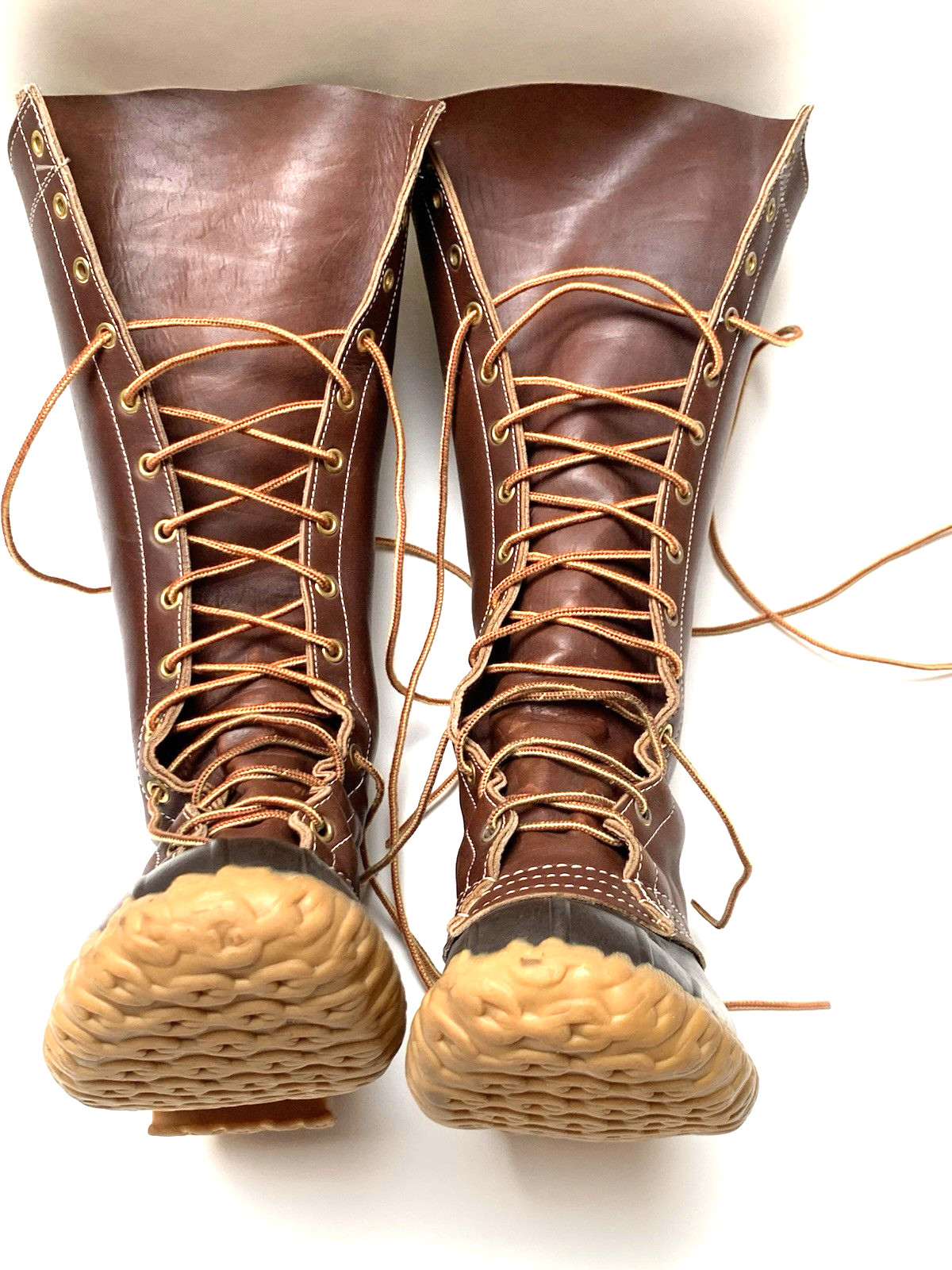 Women’s Size 5 Medium L L BEAN Maine Hunting Boots TALL LACE UP 16″ – NICE !