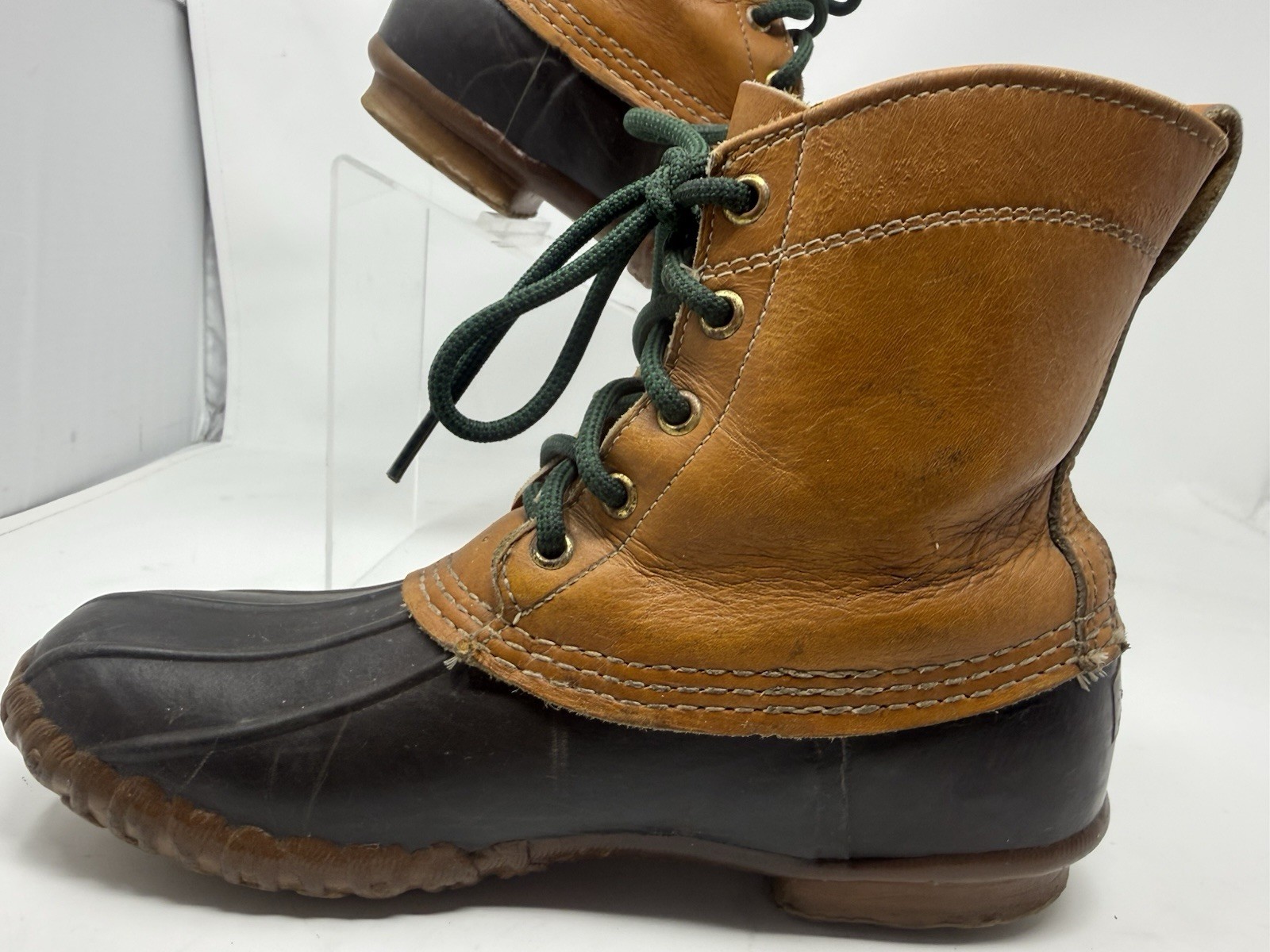VTG LL Bean Boots Maine Hunting Shoe 9” High Brown Women Size 9 As Is