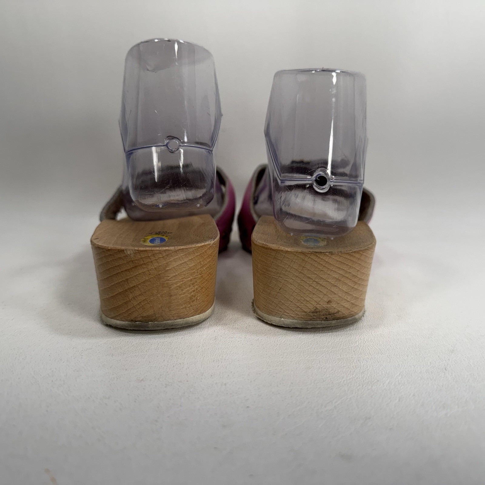 Dr. Scholl’s The Original Wooden Sandals Slides Pink Leather Size 7 Italy