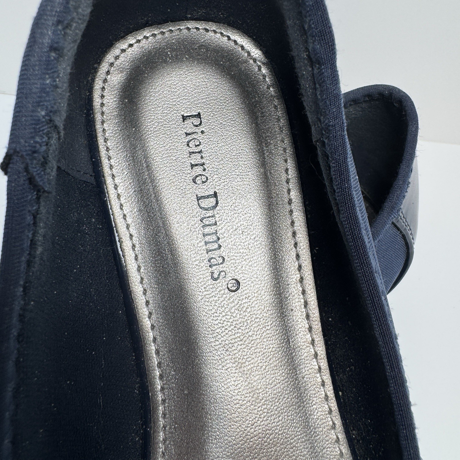 Pierre Dumas Navy Blue Ballet Flats Square Toe Buckle Women’s 9M