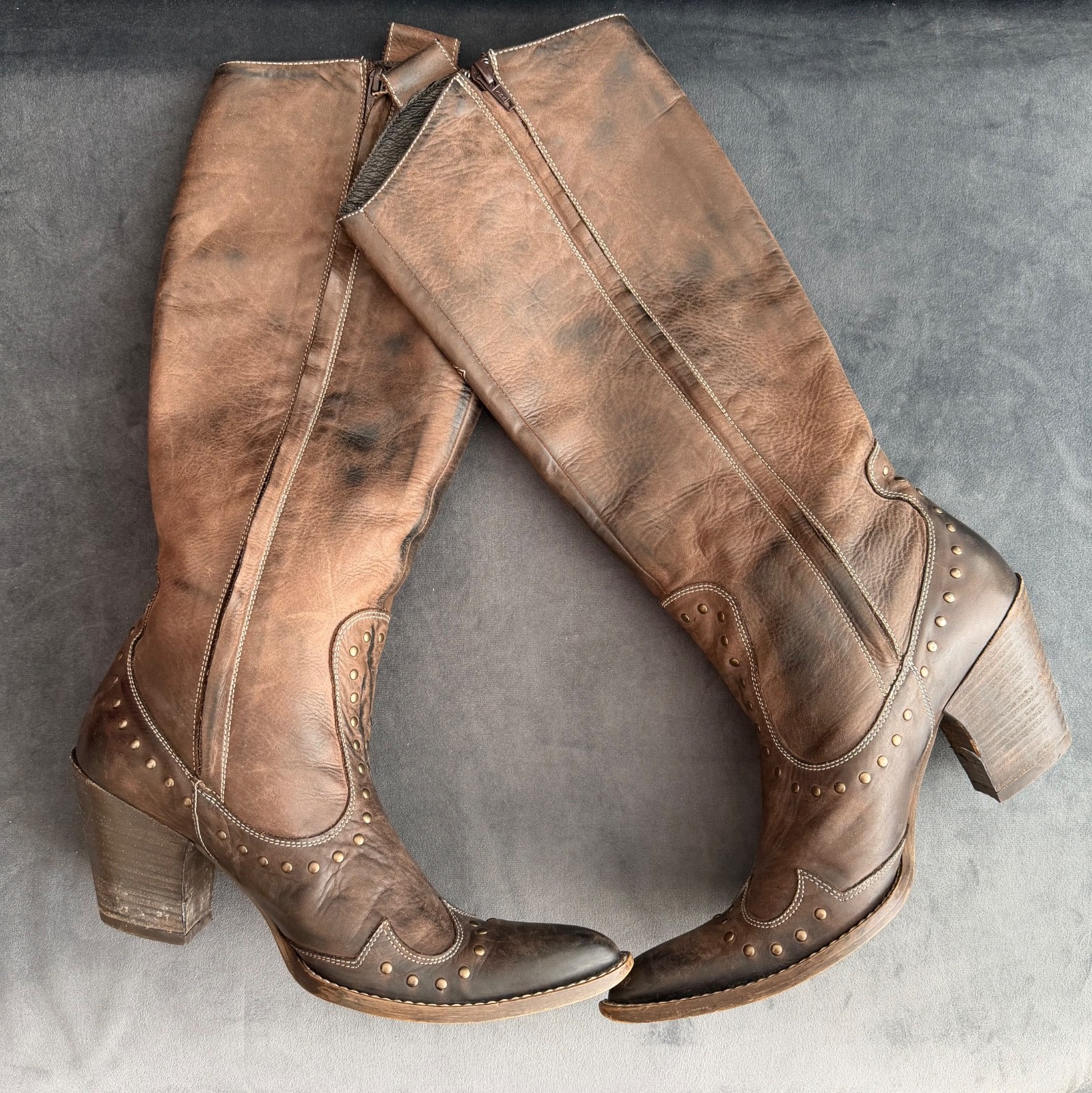 Navyboot Leather Cowboy Boots | Size EU 39 US 8.5 | Western Boho Style |