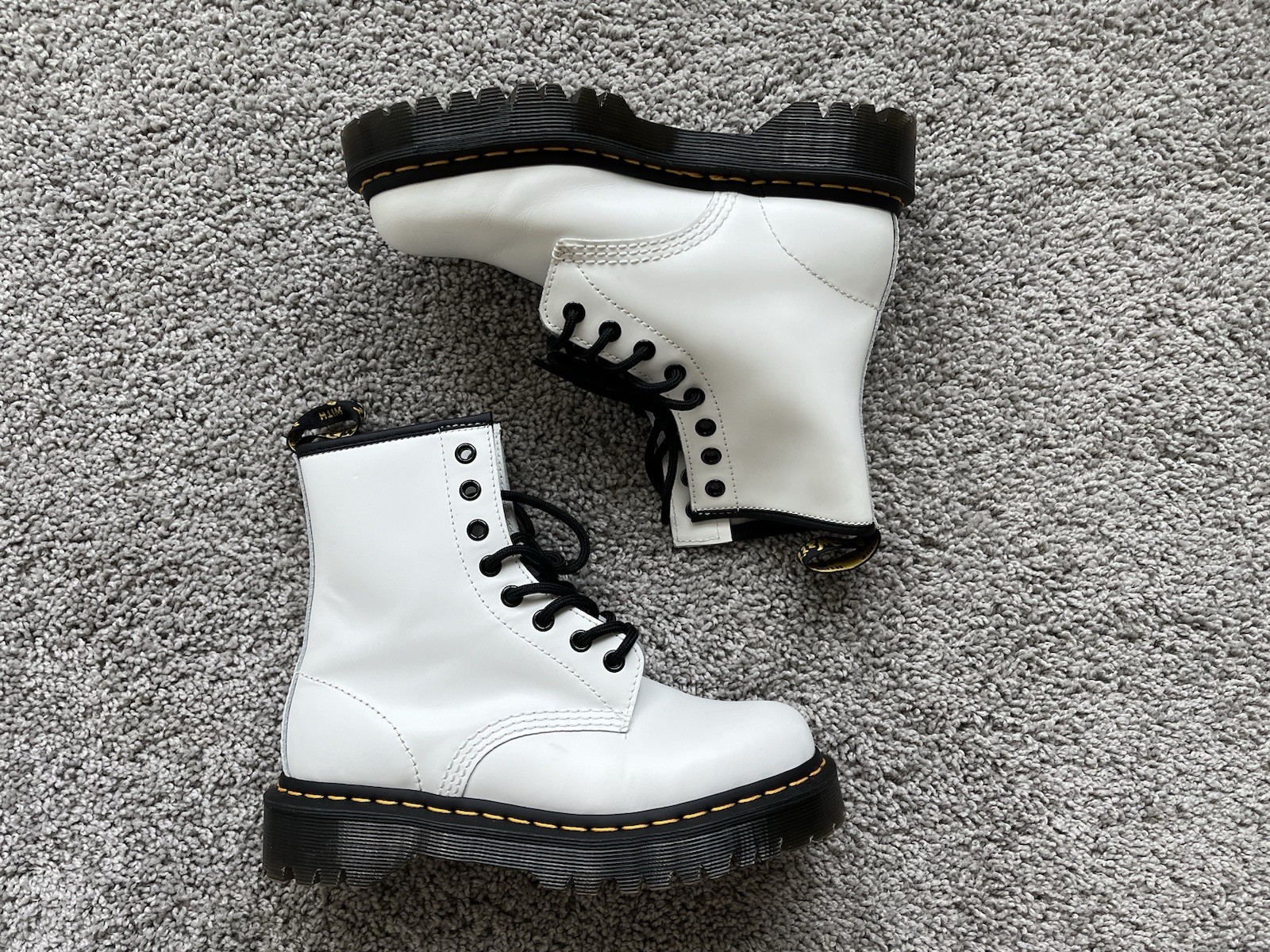 Dr. Martens 1460 Bex White Smooth Leather Platform Boots Size Women 6 Men 5