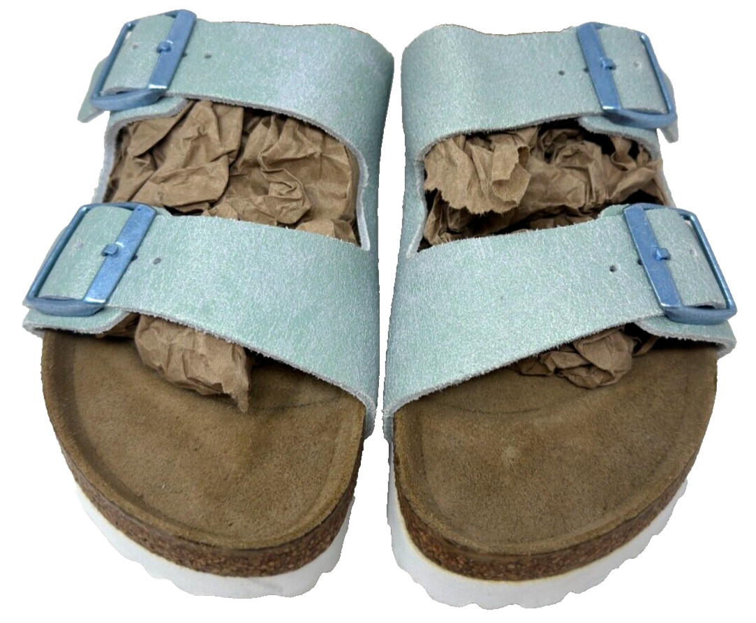 Birkenstock Women’s Arizona Double Buckle Sandals Metalic Mnt Narrow Size:8 110Q