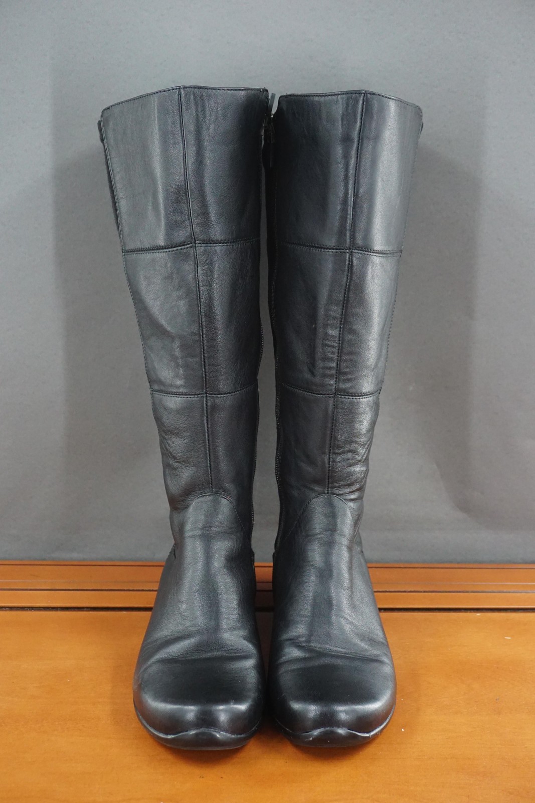 Dansko Odette Tall Riding Boots Womens Size 9 Black Leather Knee High Wedge Zip