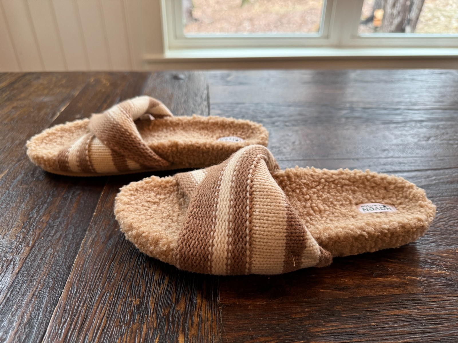 Haven Well Within Twisted Sweaterknit Slides Womens 10 Ivory Cashmere Blend NWOB