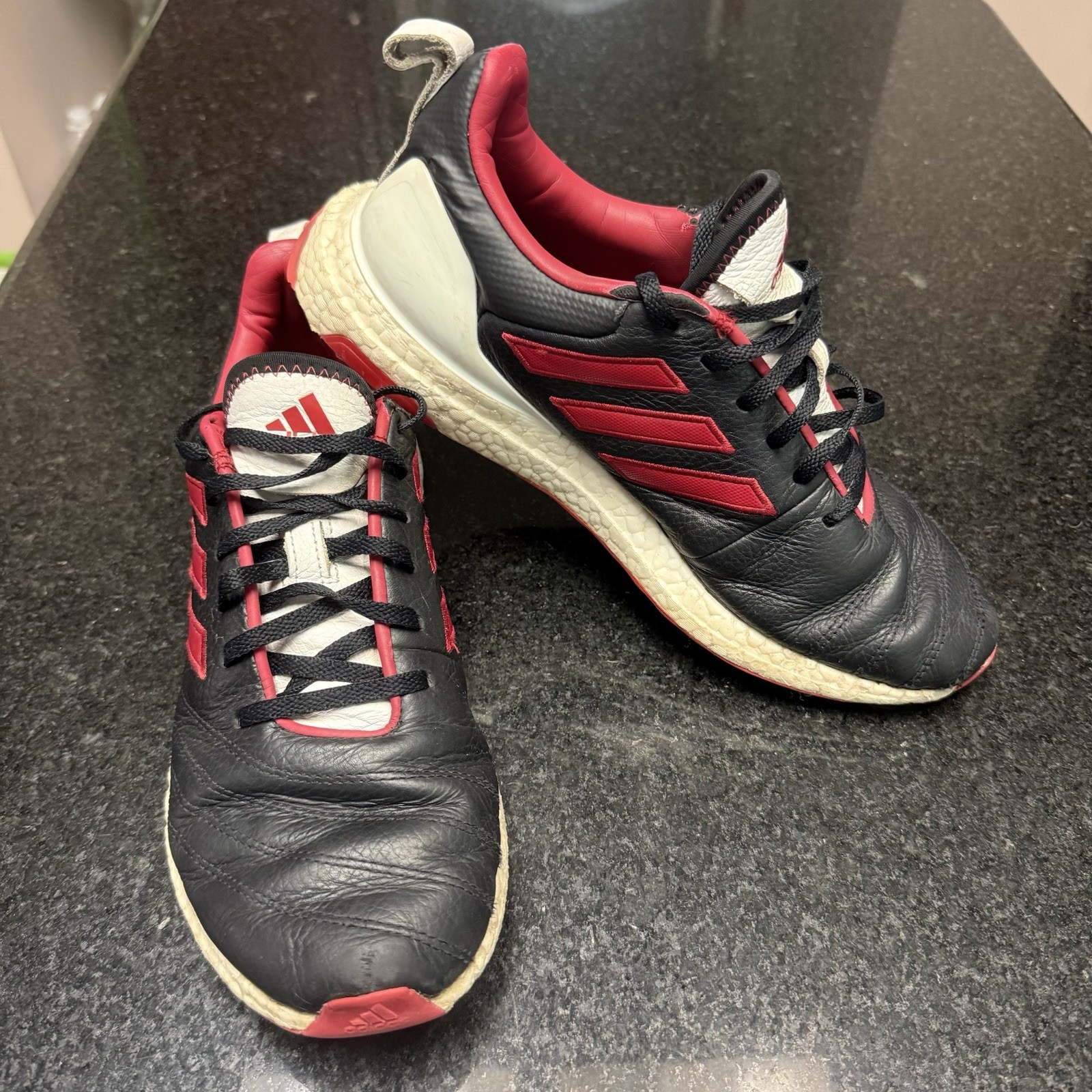 👟Adidas Copa Ultra Boost Men Size 8.5 Black Red Leather Soccer Sneakers HQ5903