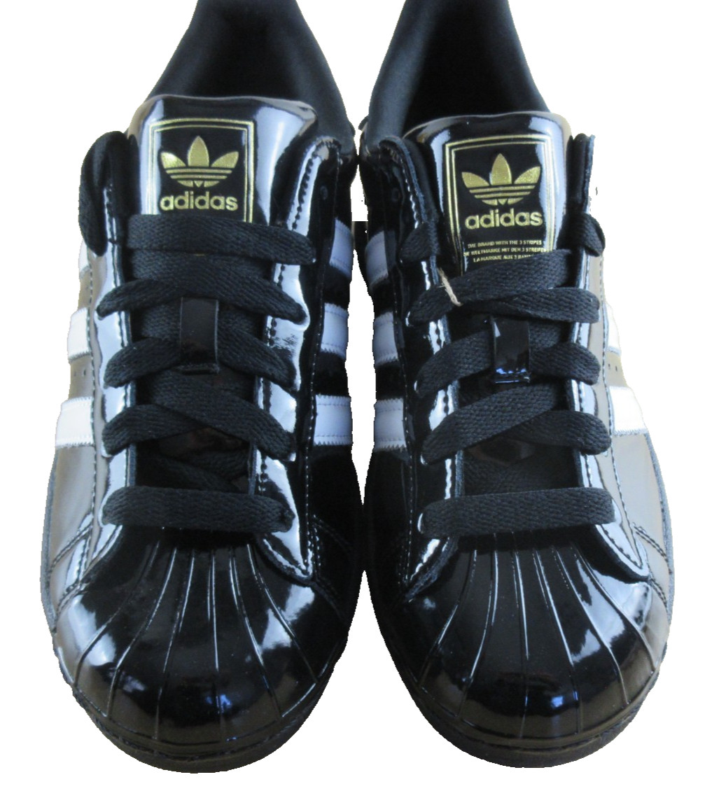 Adidas Women’s Superstar II Sneakers Core Black White Gold Size 7.5 NIB JS4009