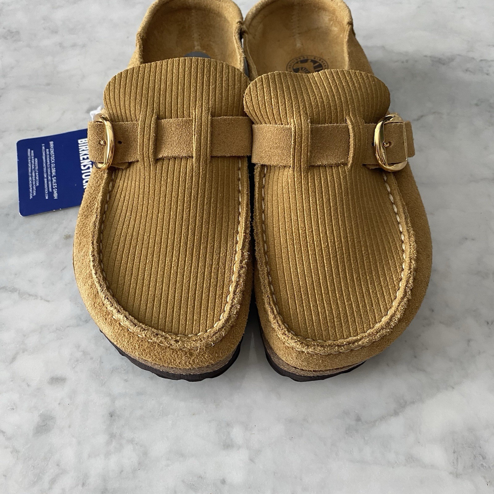 Birkenstock Women’s Buckley Size 38 (US 7) Narrow Suede Cork Corduroy Mules