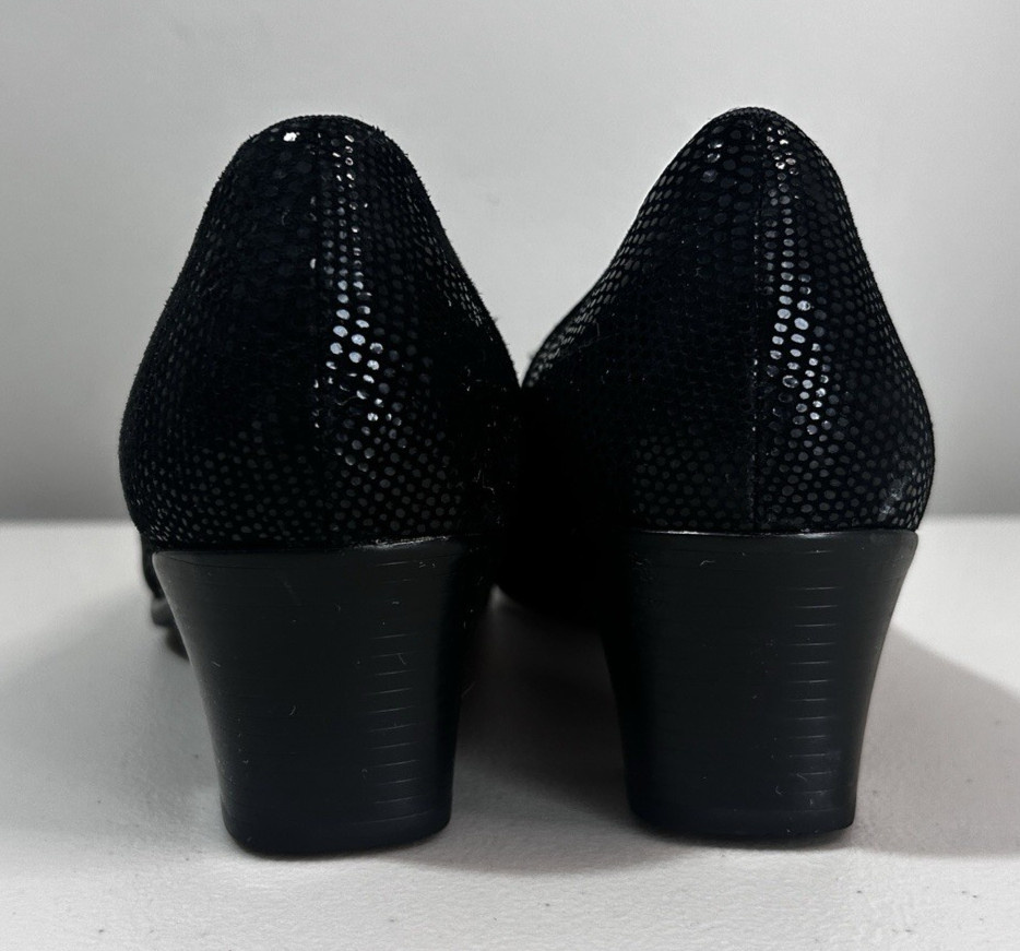 Munro American Womens Layla Pumps Textured Shimmer Black US 9.5 Chunky Heels